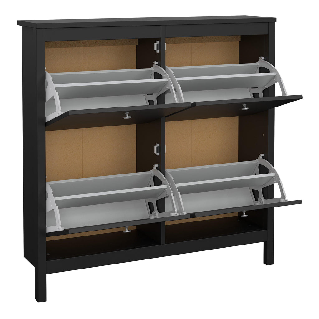 Madrid Shoe Cabinet 4 Flip Down Doors in Matt Black - image 5