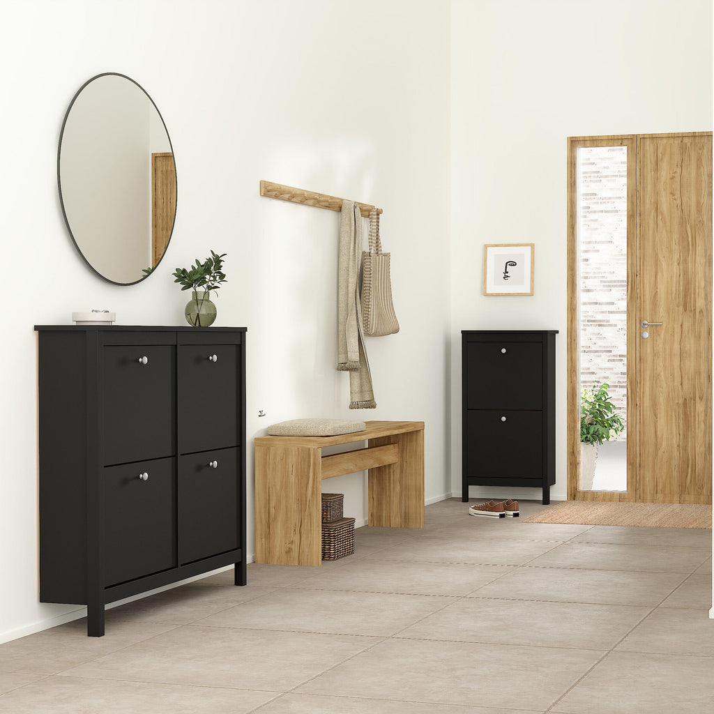 Madrid Shoe Cabinet 4 Flip Down Doors in Matt Black - image 6