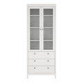 Madrid China Cabinet 2 Glass Doors with 3 Drawers in White - image 2