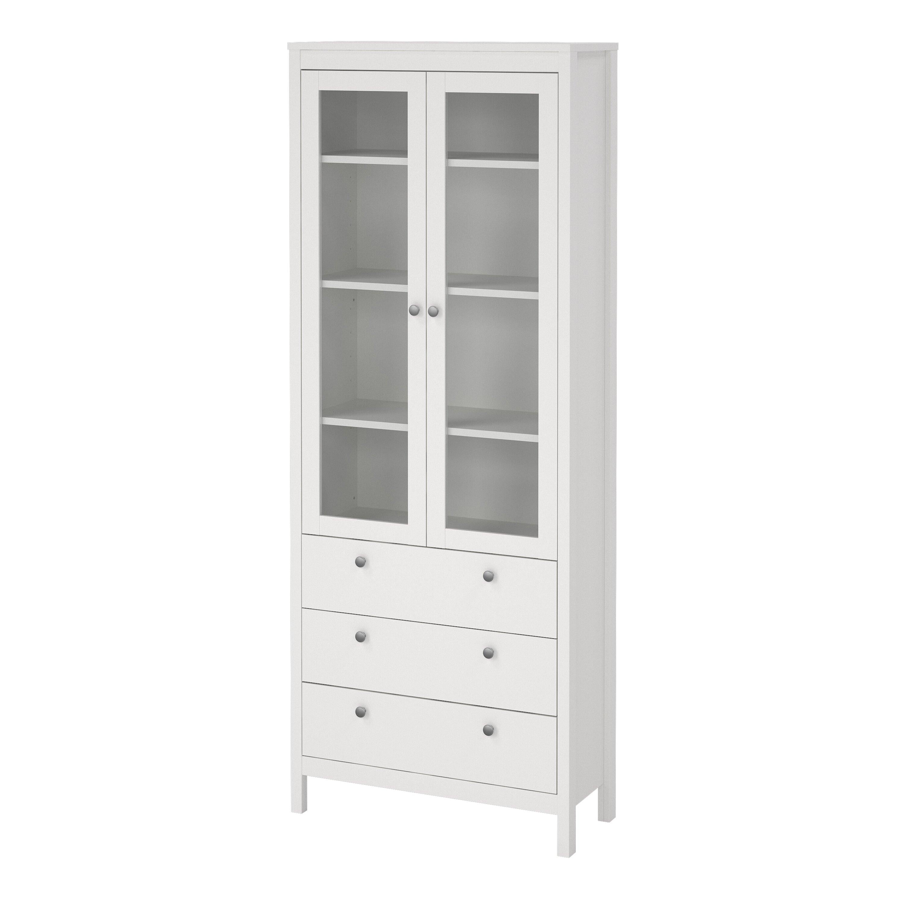 Madrid China Cabinet 2 Glass Doors with 3 Drawers in White - image 3