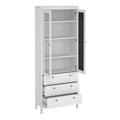 Madrid China Cabinet 2 Glass Doors with 3 Drawers in White - image 5