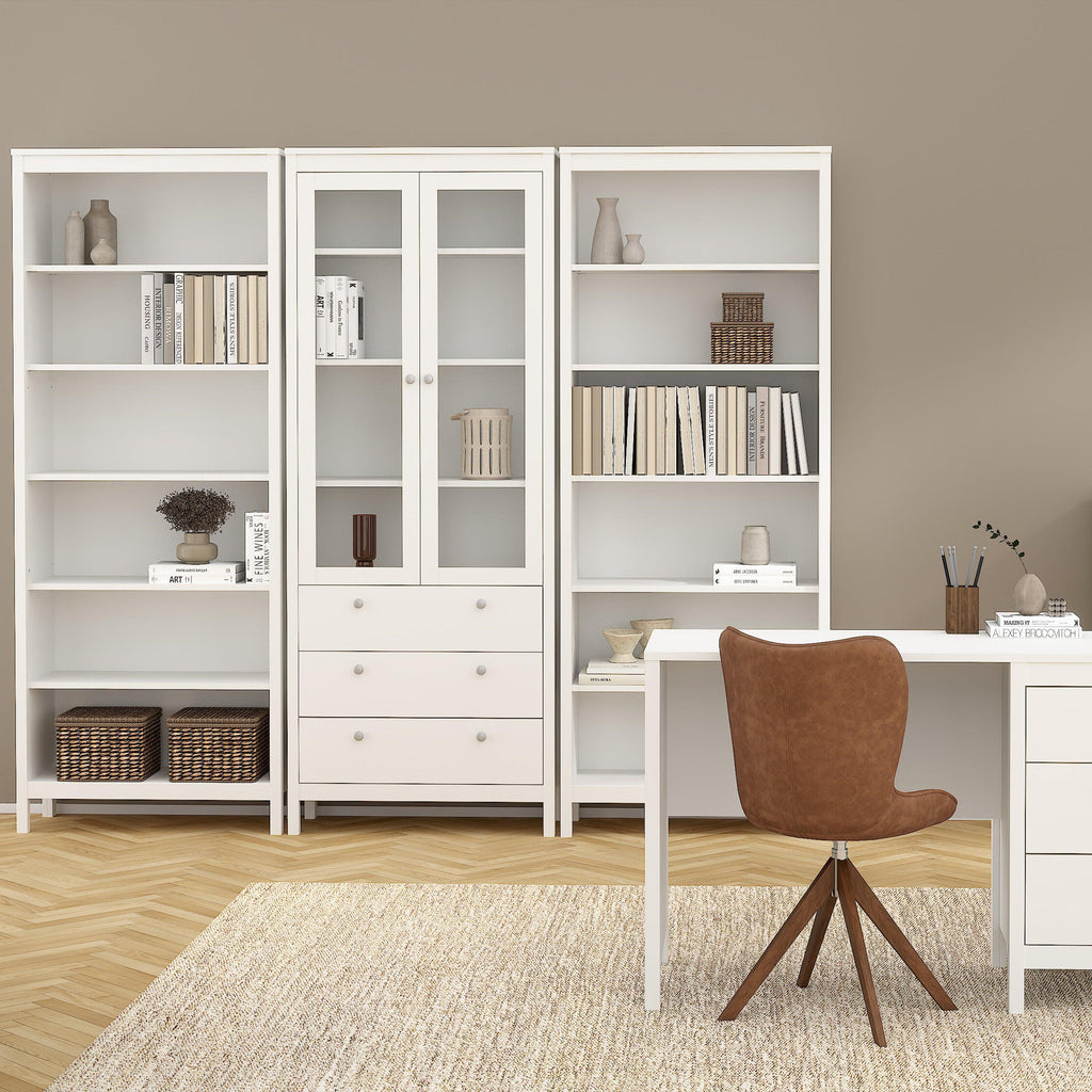 Madrid China Cabinet 2 Glass Doors with 3 Drawers in White - image 7