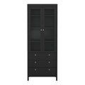 Madrid China Cabinet 2 Glass Doors with 3 Drawers in Matt Black - image 2