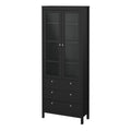 Madrid China Cabinet 2 Glass Doors with 3 Drawers in Matt Black - image 3
