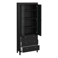 Madrid China Cabinet 2 Glass Doors with 3 Drawers in Matt Black - image 5