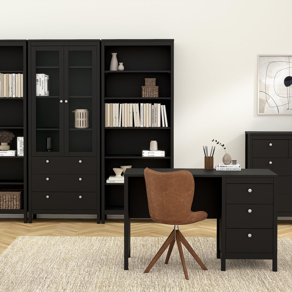 Madrid China Cabinet 2 Glass Doors with 3 Drawers in Matt Black - image 7