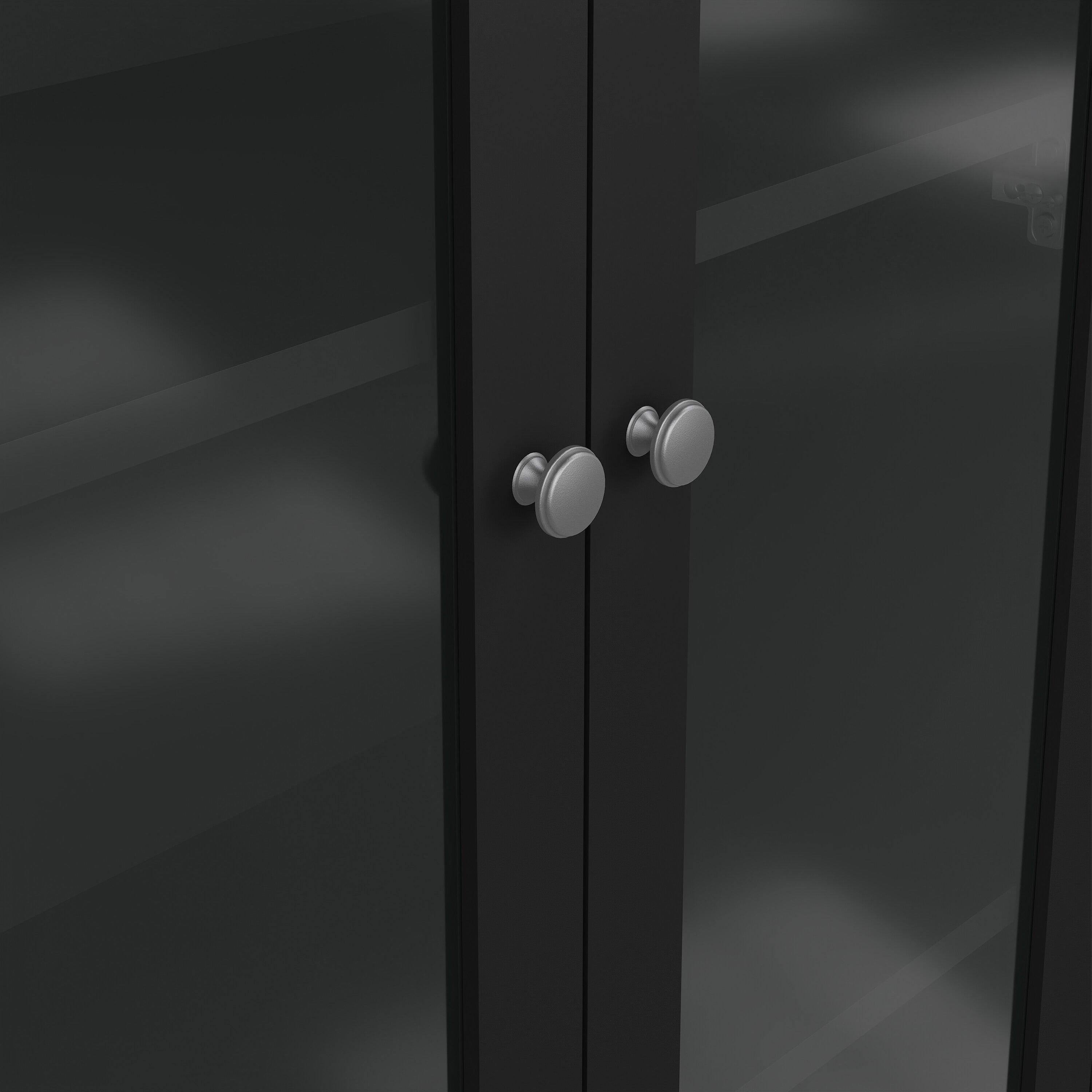 Madrid China Cabinet 2 Glass Doors with 3 Drawers in Matt Black - image 9