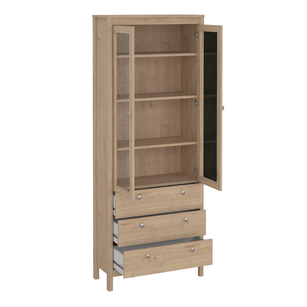 Madrid China Cabinet 2 Doors with Glass + 3 Drawers in Jackson Hickory Oak - image 5