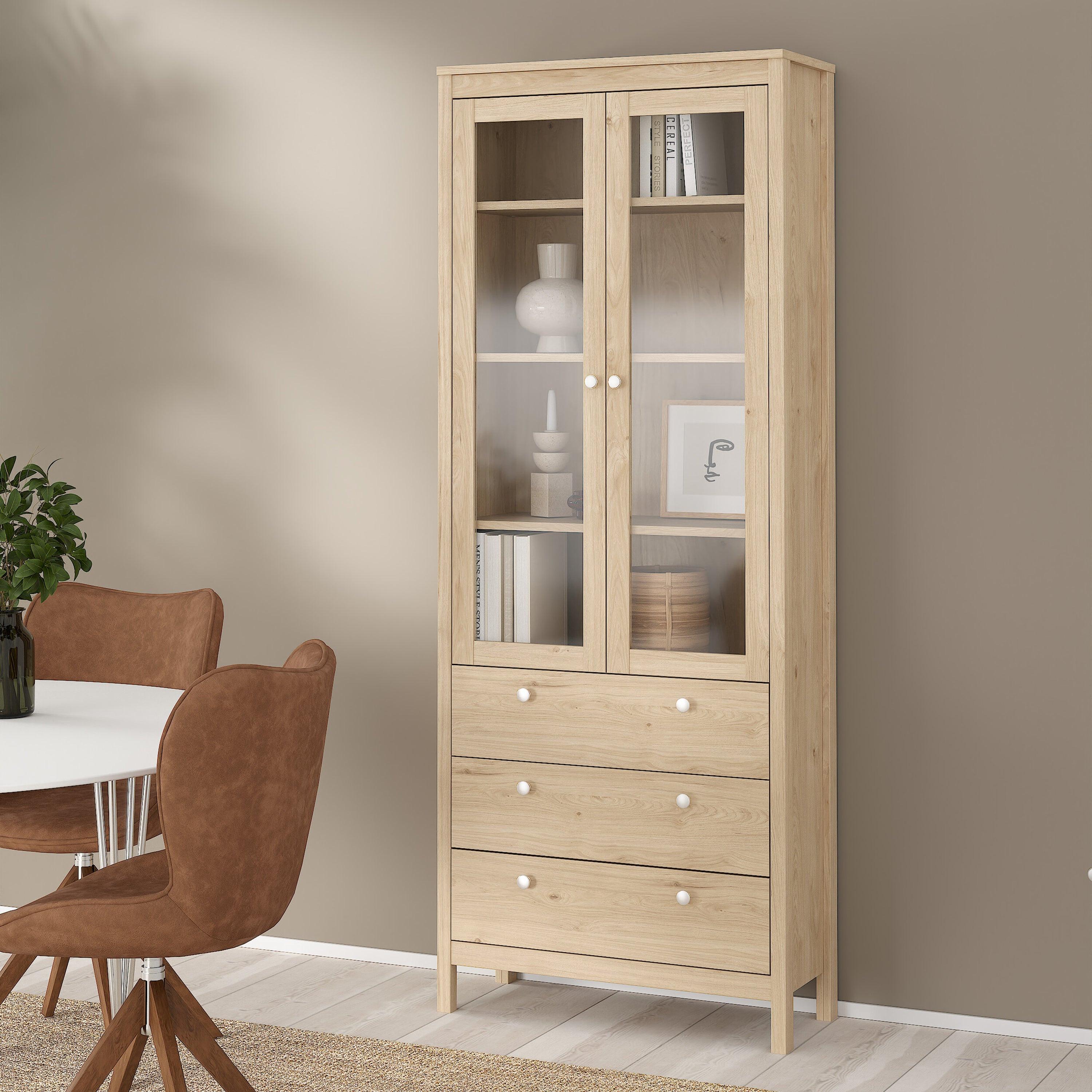 Madrid China Cabinet 2 Doors with Glass + 3 Drawers in Jackson Hickory Oak - image 8