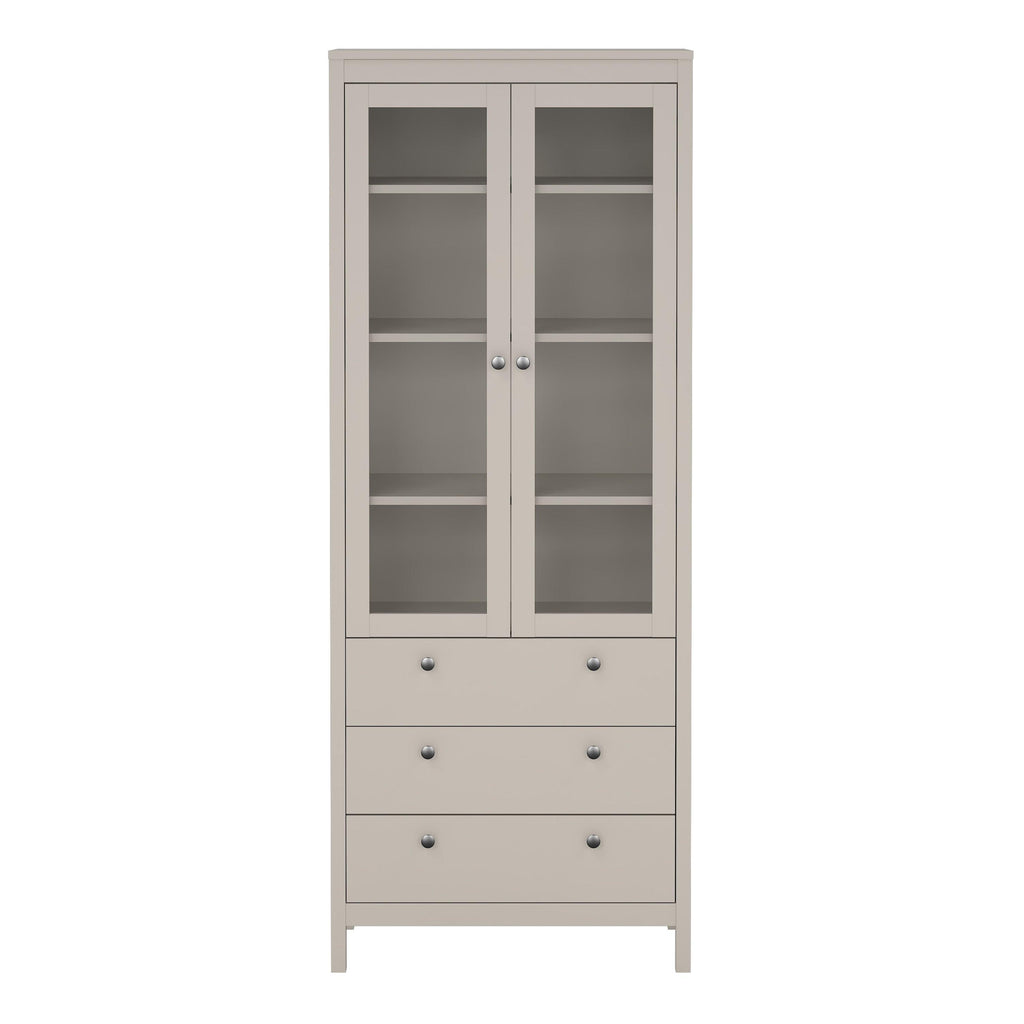Madrid China Cabinet 2 Glass Doors with 3 Drawers in Cashmere - image 2