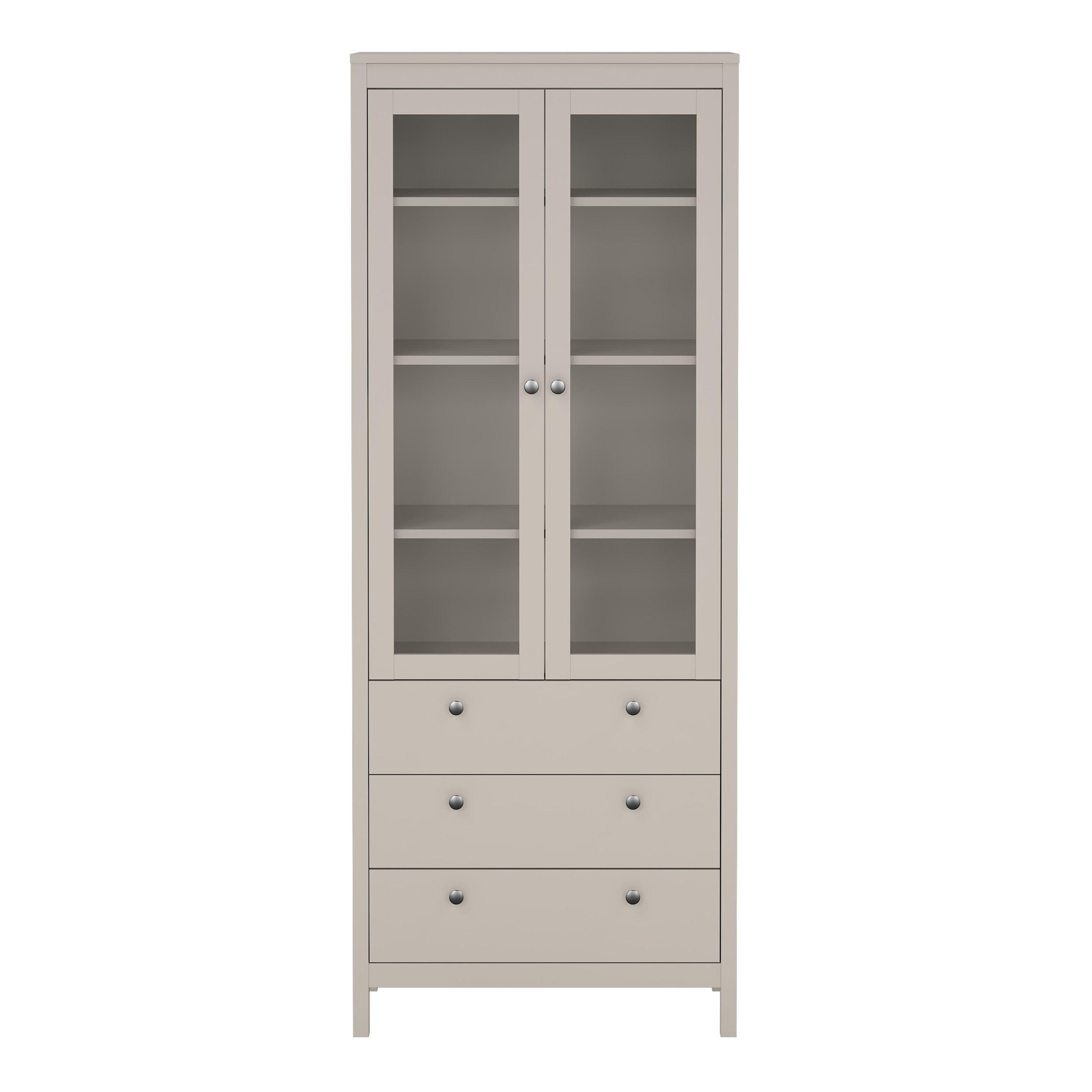 Madrid China Cabinet 2 Glass Doors with 3 Drawers in Cashmere - image 2