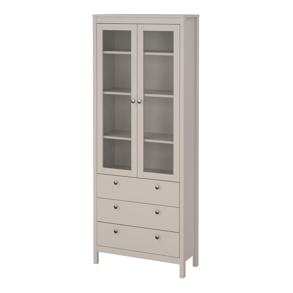 Madrid China Cabinet 2 Glass Doors with 3 Drawers in Cashmere - image 3