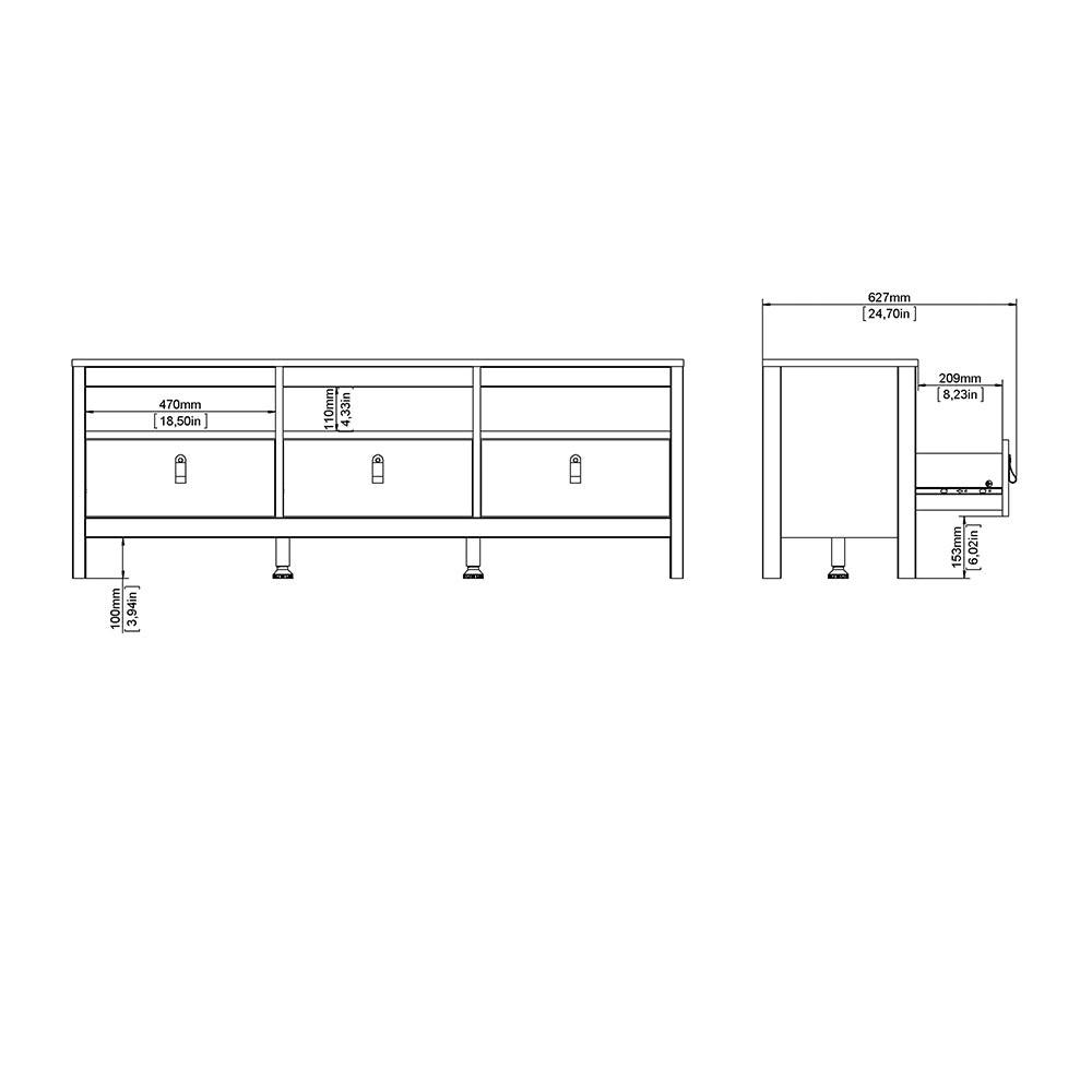 Madrid TV Unit 3 Drawers in White - image 11