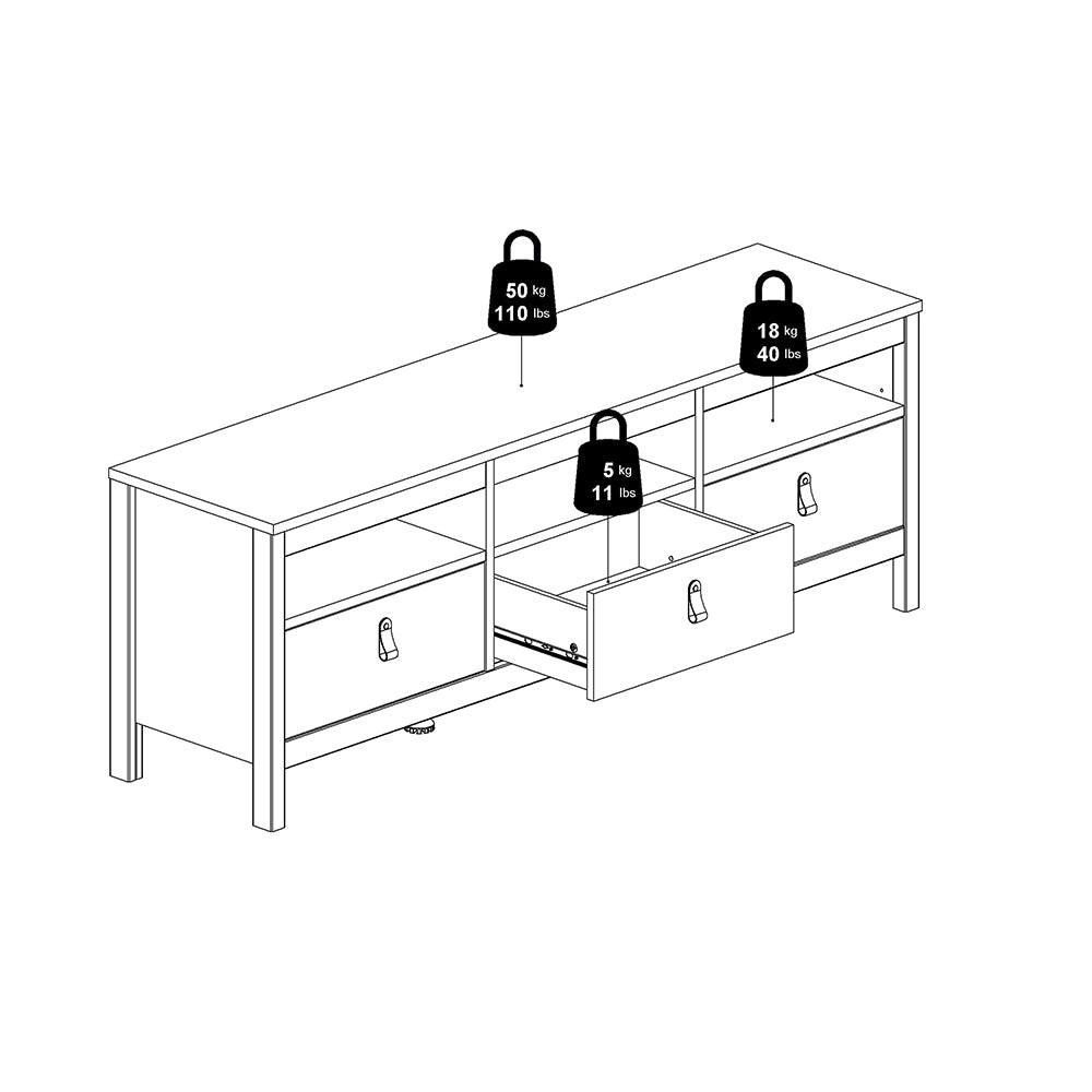 Madrid TV Unit 3 Drawers in White - image 12