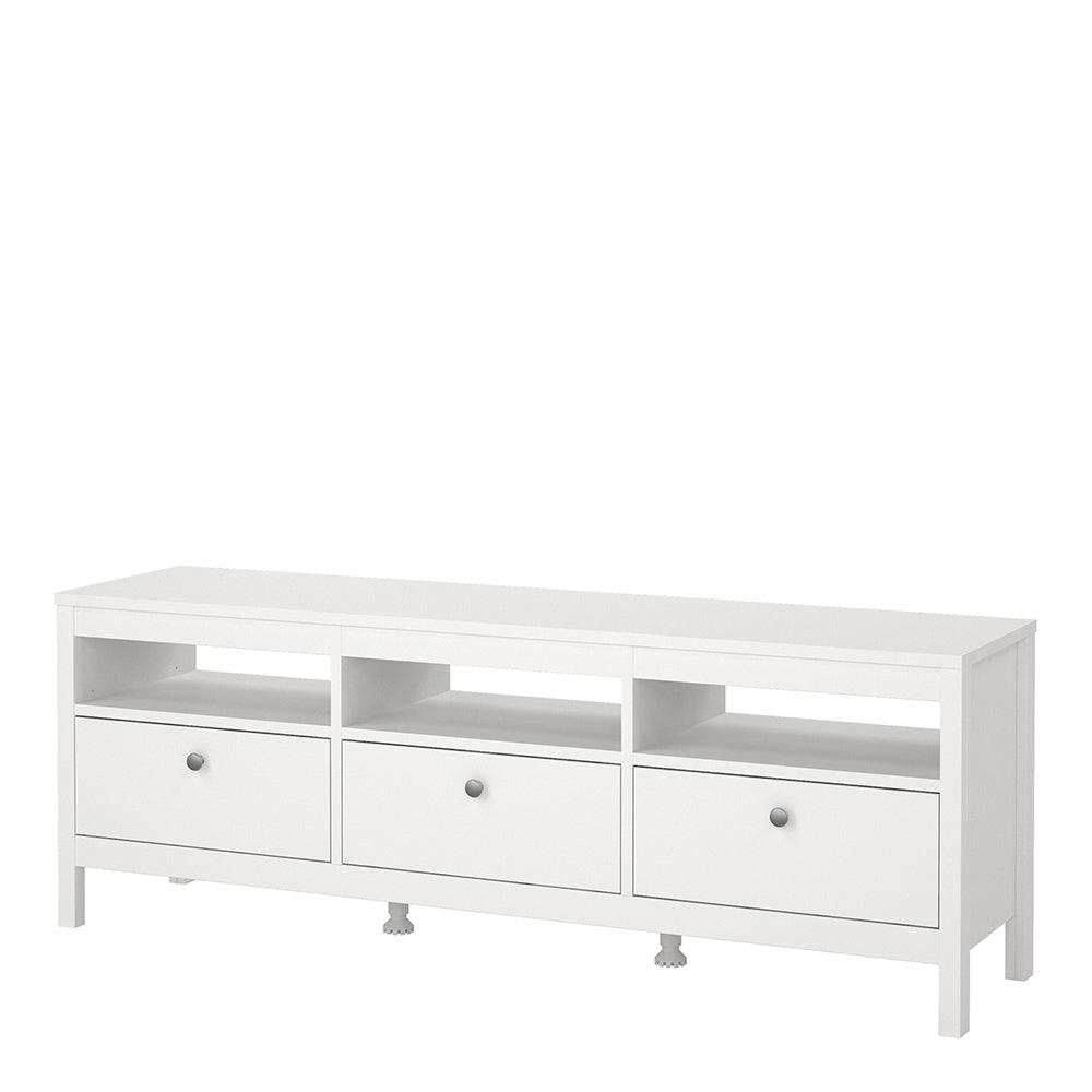 Madrid TV Unit 3 Drawers in White - image 3