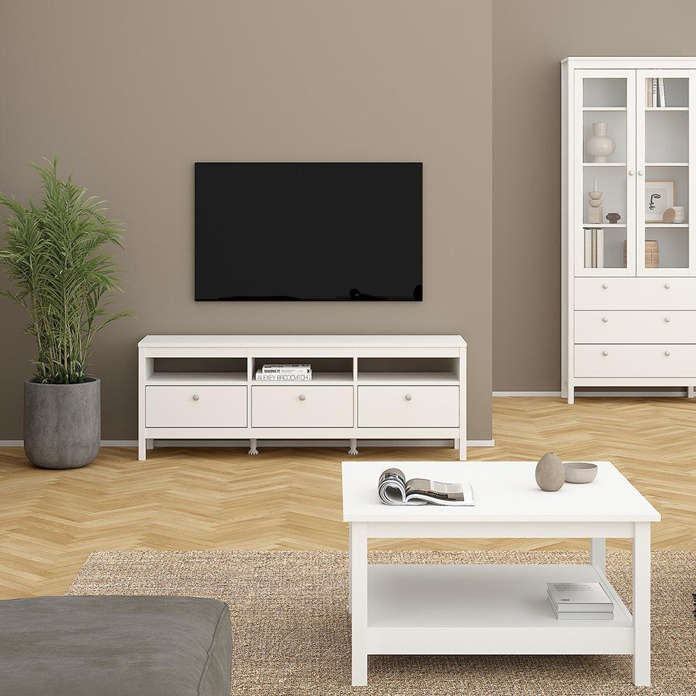 Madrid TV Unit 3 Drawers in White - image 6