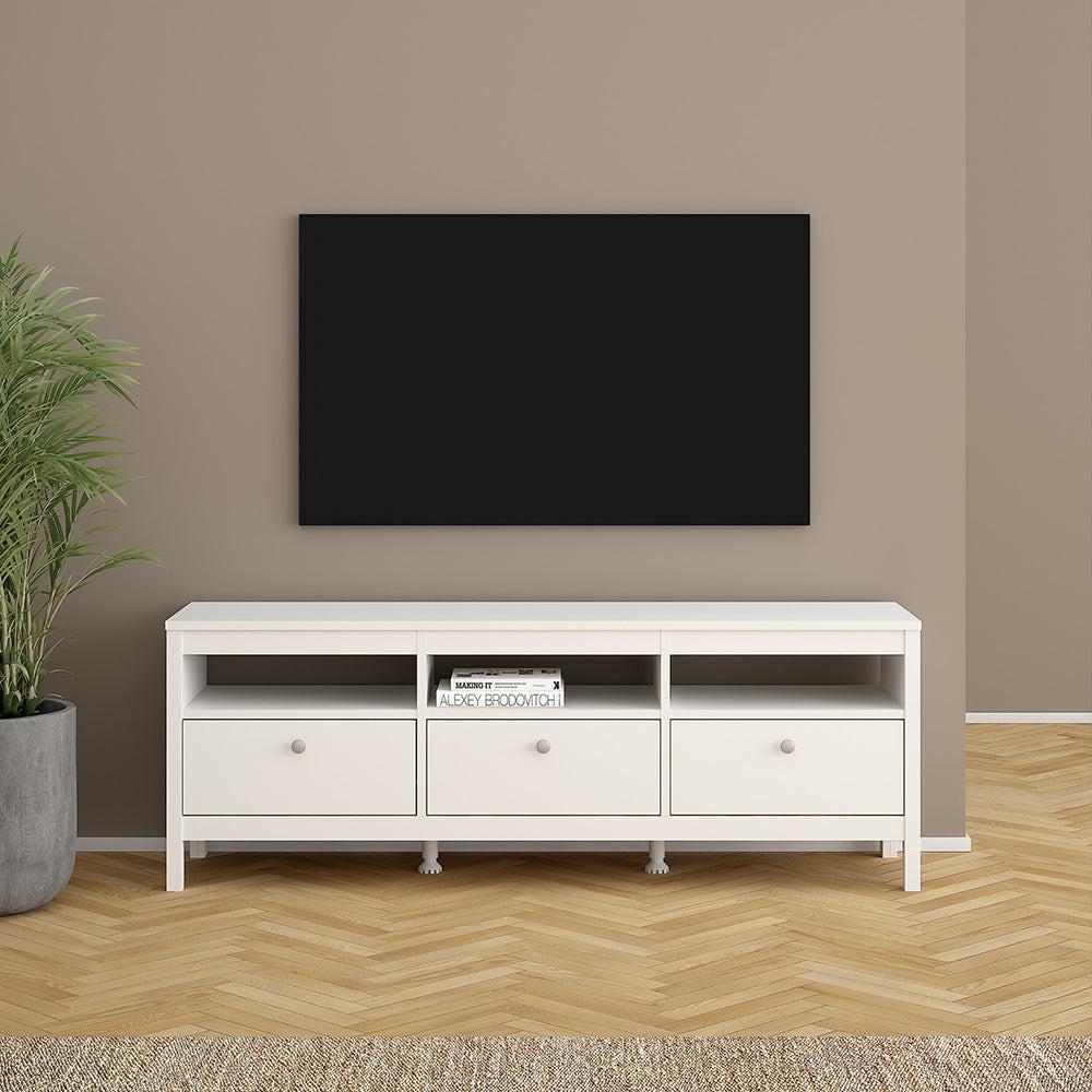 Madrid TV Unit 3 Drawers in White - image 7