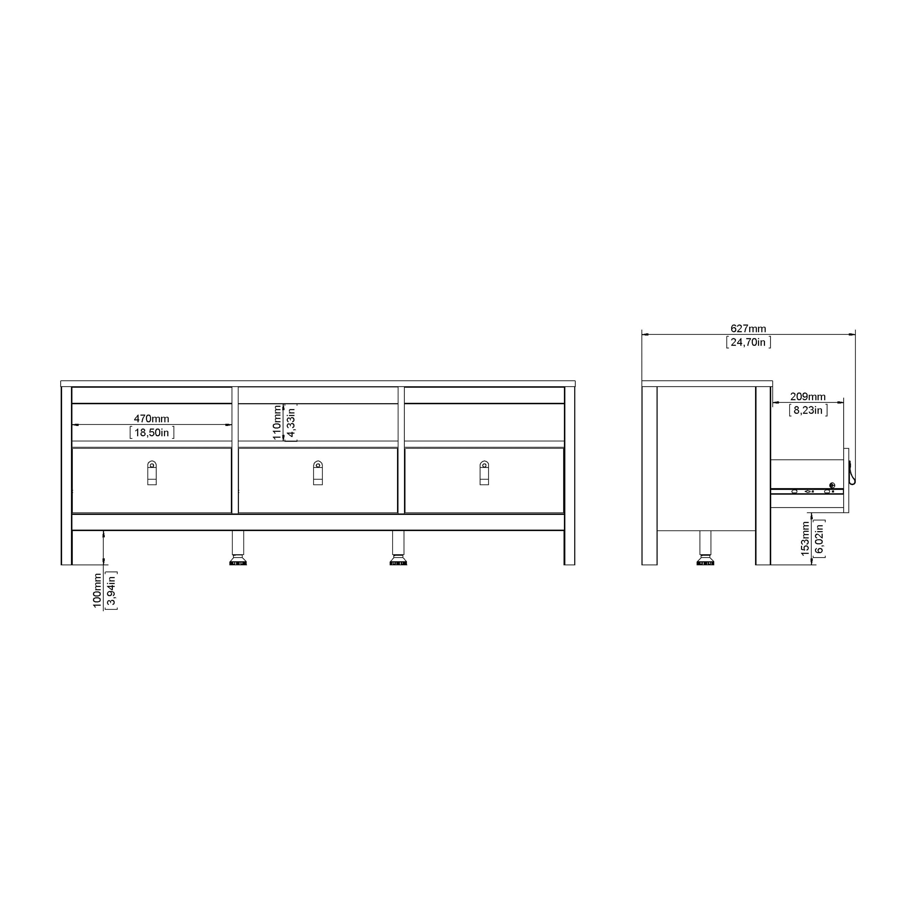 Madrid TV Unit 3 Drawers in Matt Black - image 11