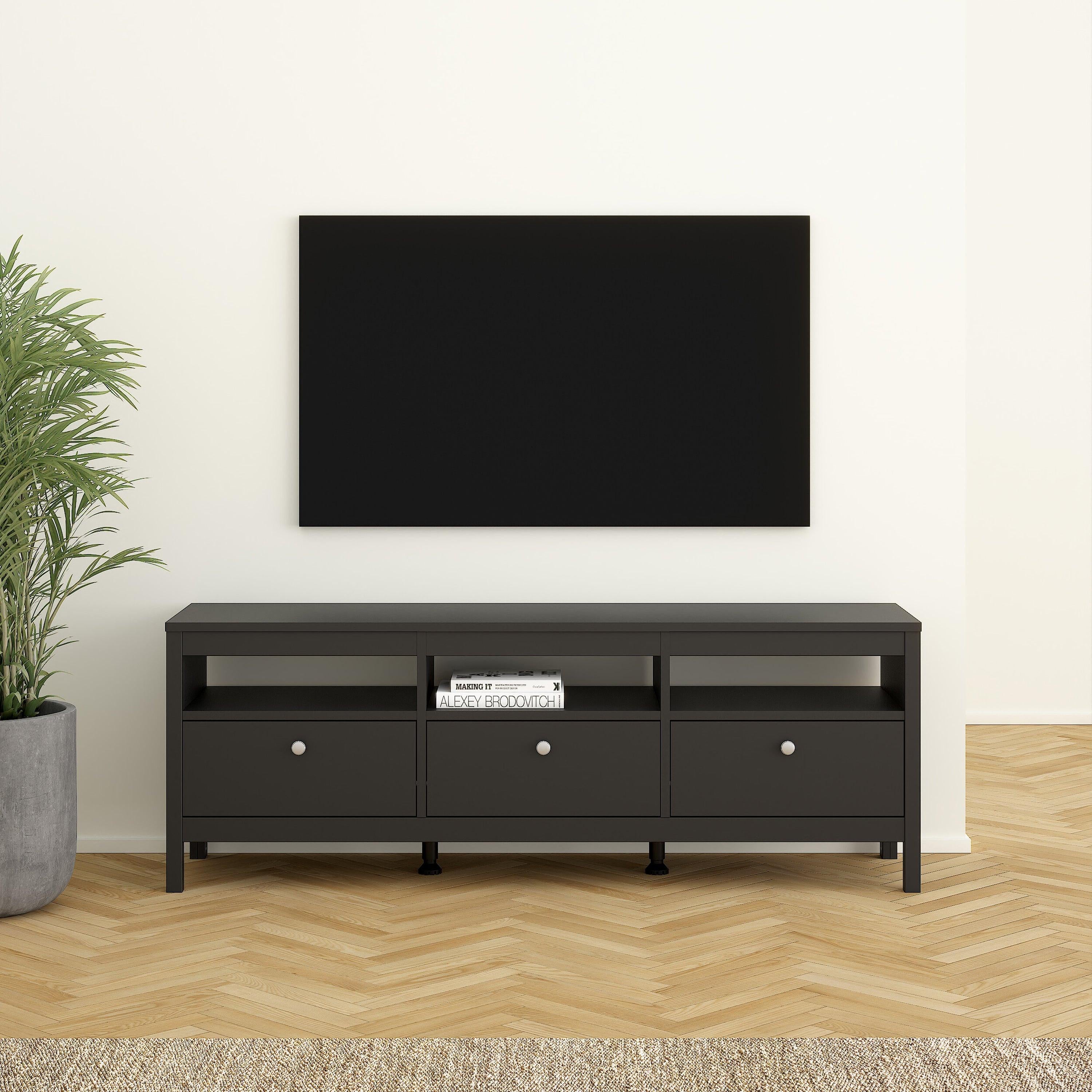 Madrid TV Unit 3 Drawers in Matt Black - image 7