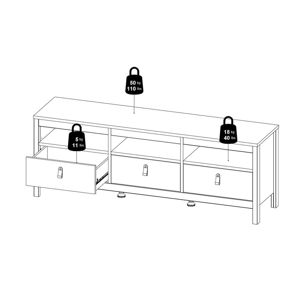Madrid TV Unit 3 Drawers in Cashmere - image 11