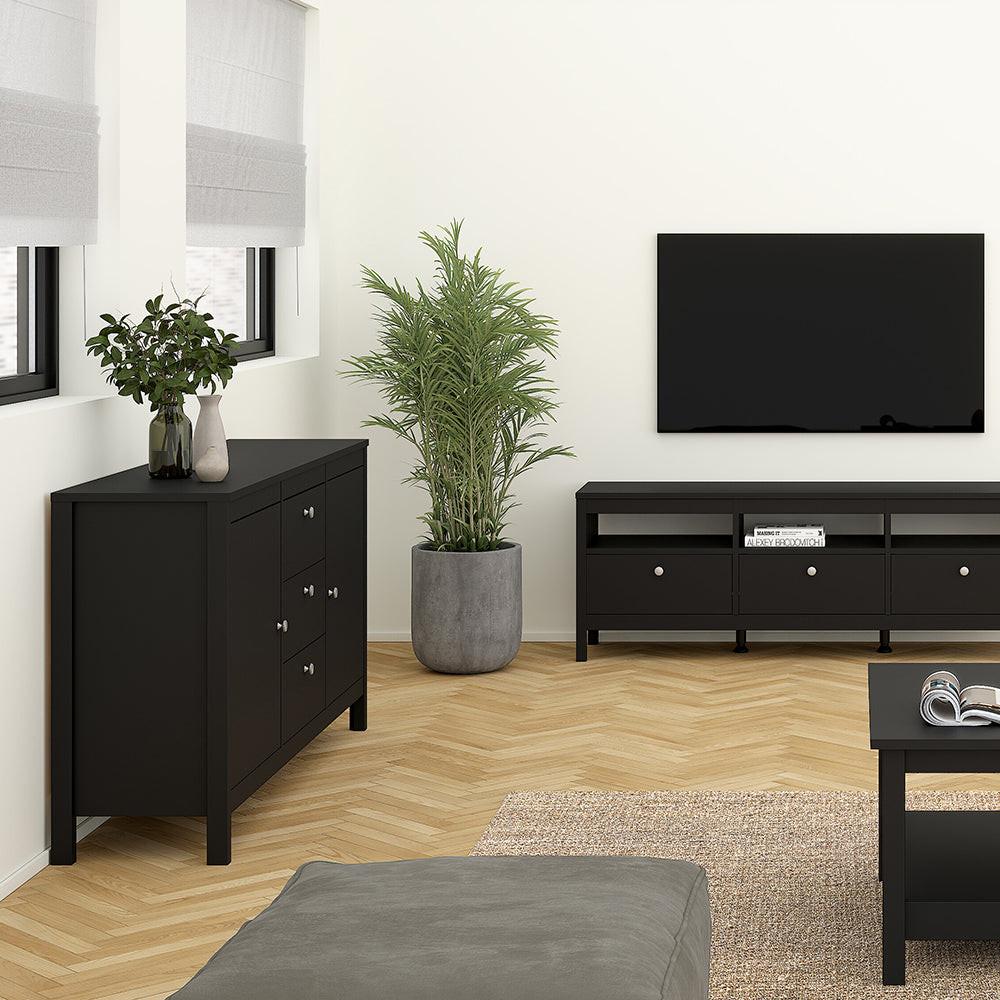 Madrid Sideboard 2 Doors 3 Drawers in Matt Black - image 6