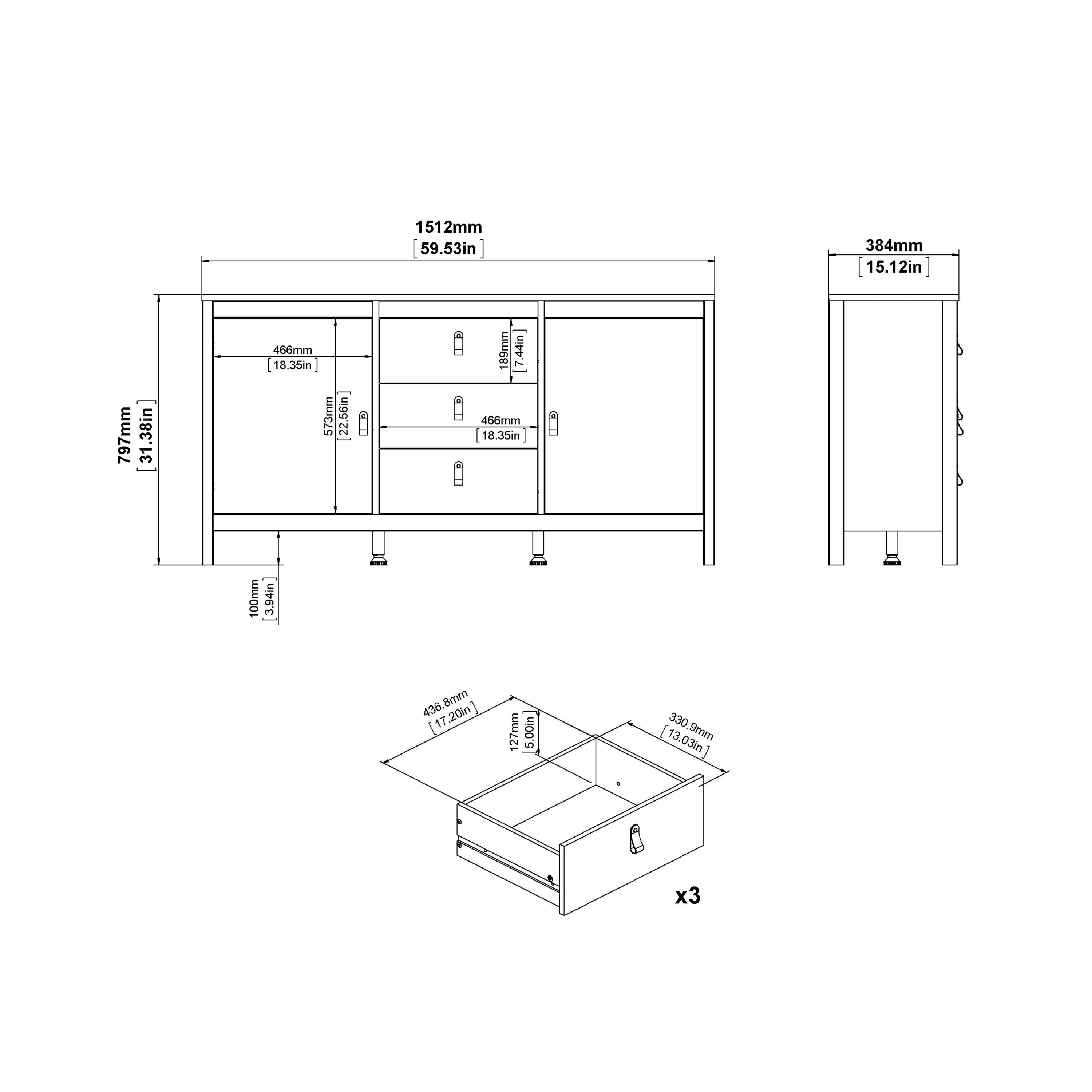 Madrid Sideboard 2 Doors + 3 Drawers in Jackson Hickory Oak - image 10