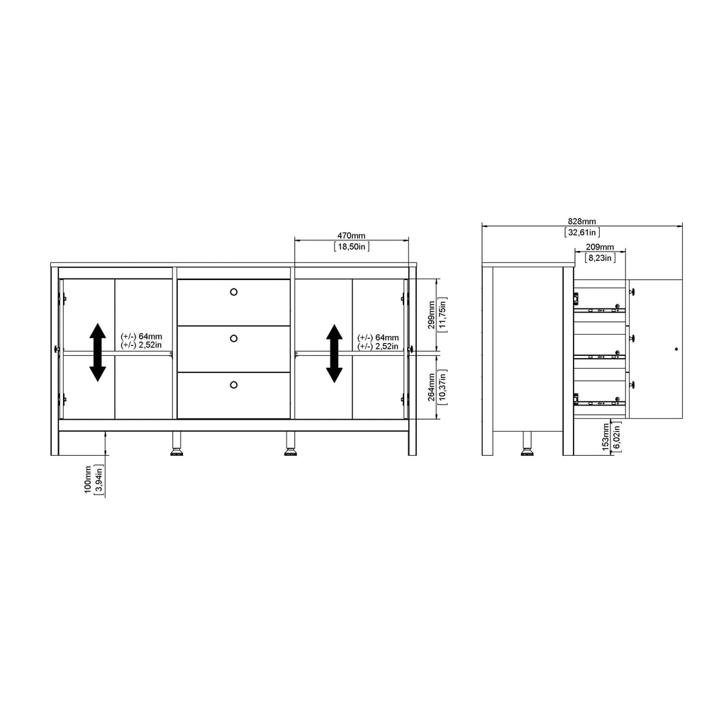 Madrid Sideboard 2 Doors + 3 Drawers in Jackson Hickory Oak - image 11