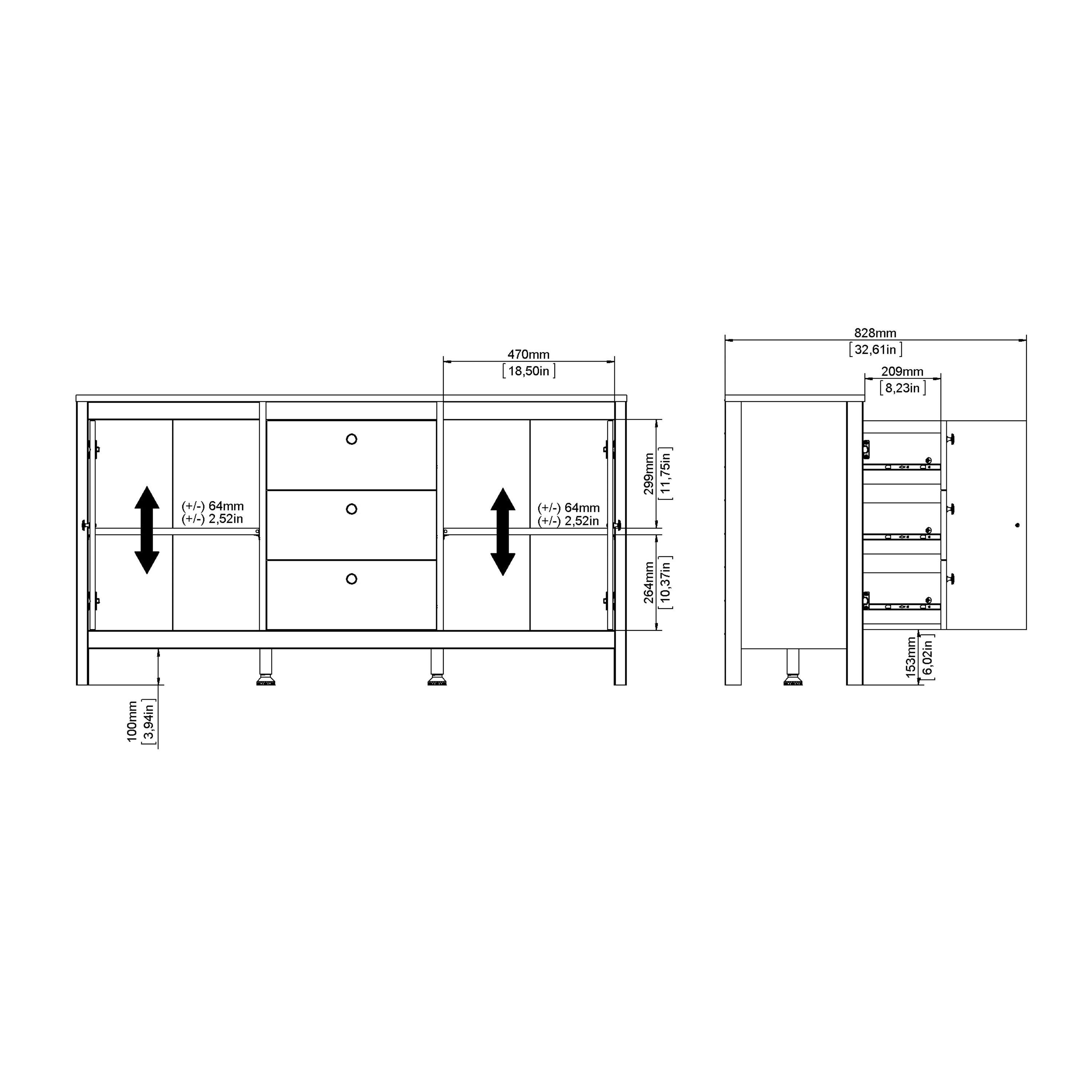 Madrid Sideboard 2 Doors + 3 Drawers in Jackson Hickory Oak - image 11