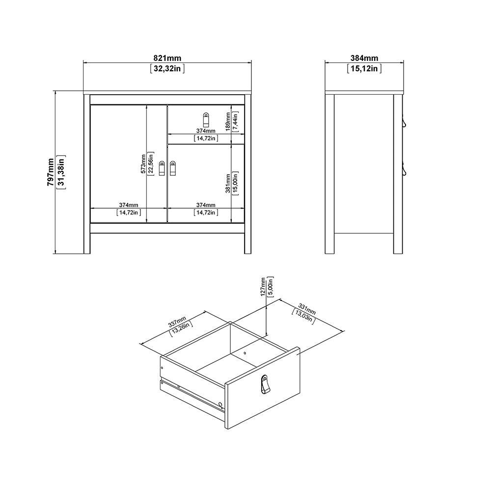 Madrid Sideboard 2 Doors 1 Drawer in White - image 10