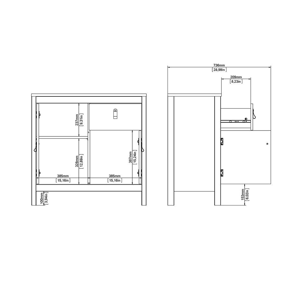 Madrid Sideboard 2 Doors 1 Drawer in White - image 11