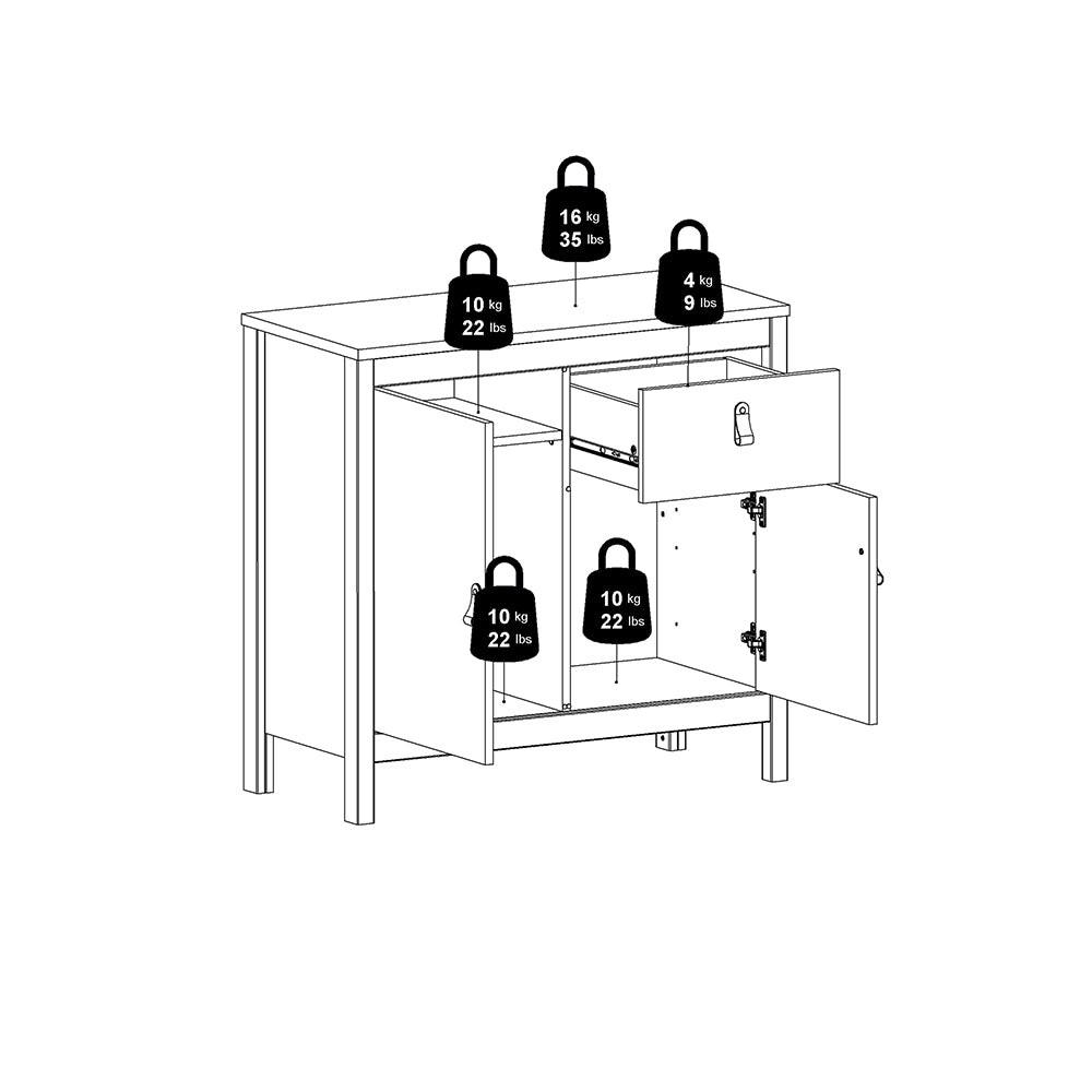 Madrid Sideboard 2 Doors 1 Drawer in White - image 12