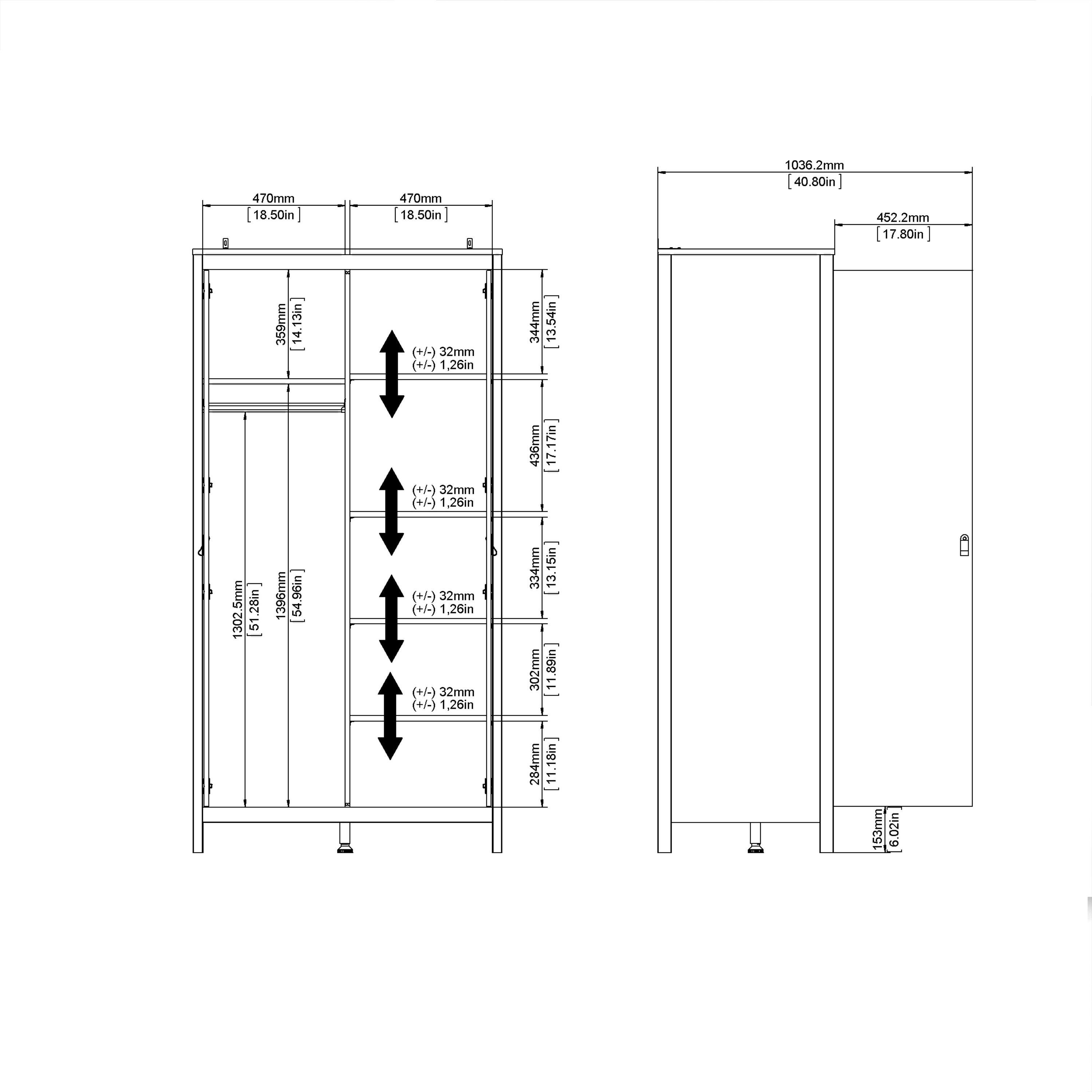 Madrid Wardrobe with 2 Doors in Matt Black - image 10