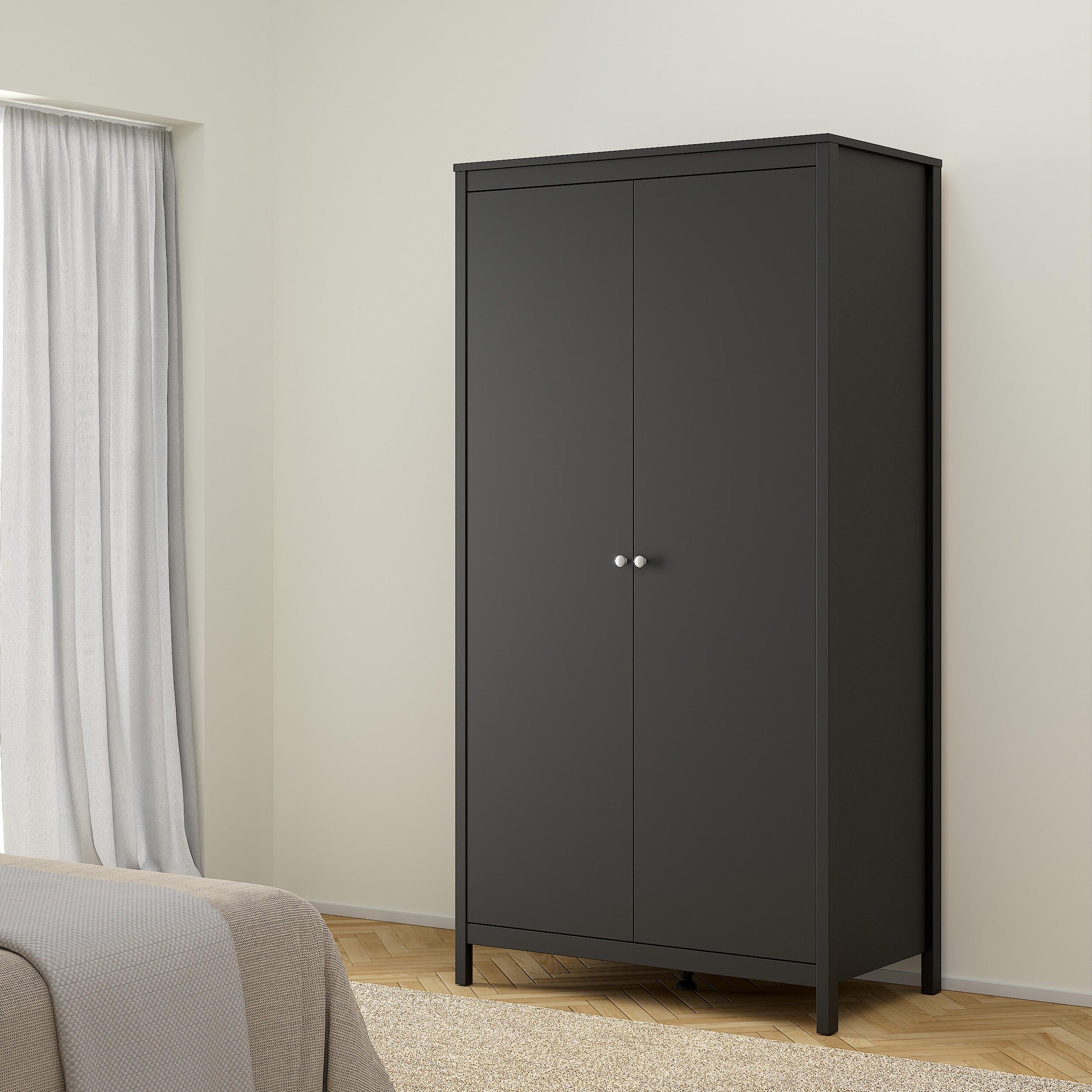 Madrid Wardrobe with 2 Doors in Matt Black - image 6