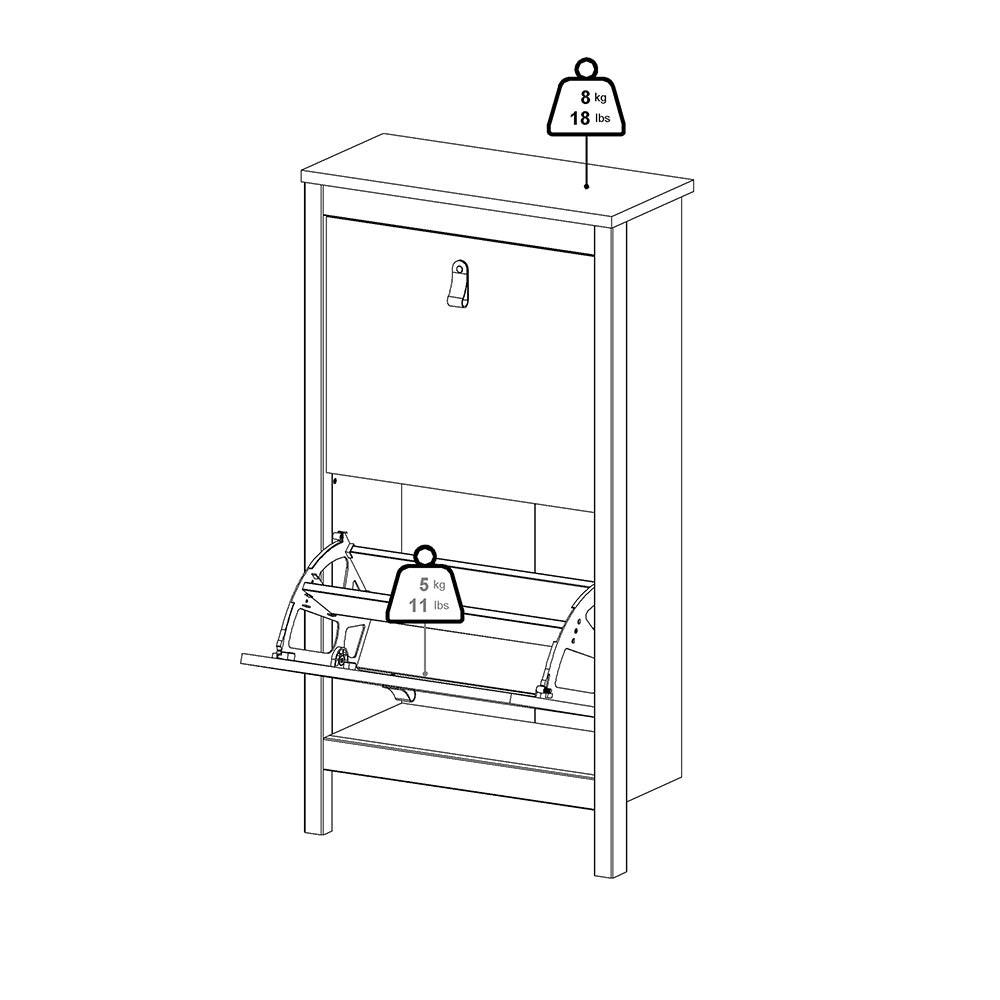 Madrid Shoe Cabinet 2 Flip Down Doors White - image 11