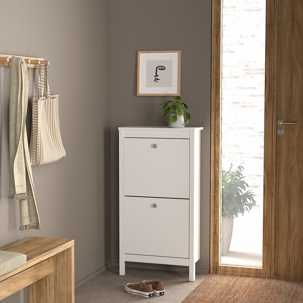 Madrid Shoe Cabinet 2 Flip Down Doors White - image 6