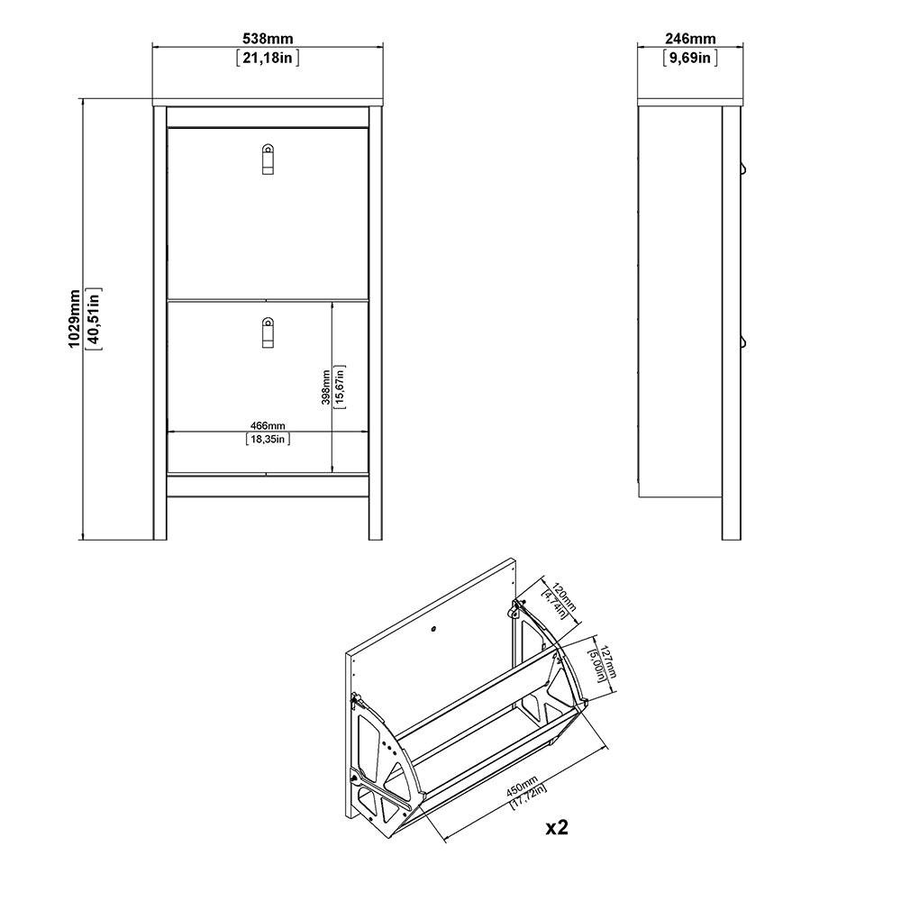 Madrid Shoe Cabinet 2 Flip Down Doors White - image 9