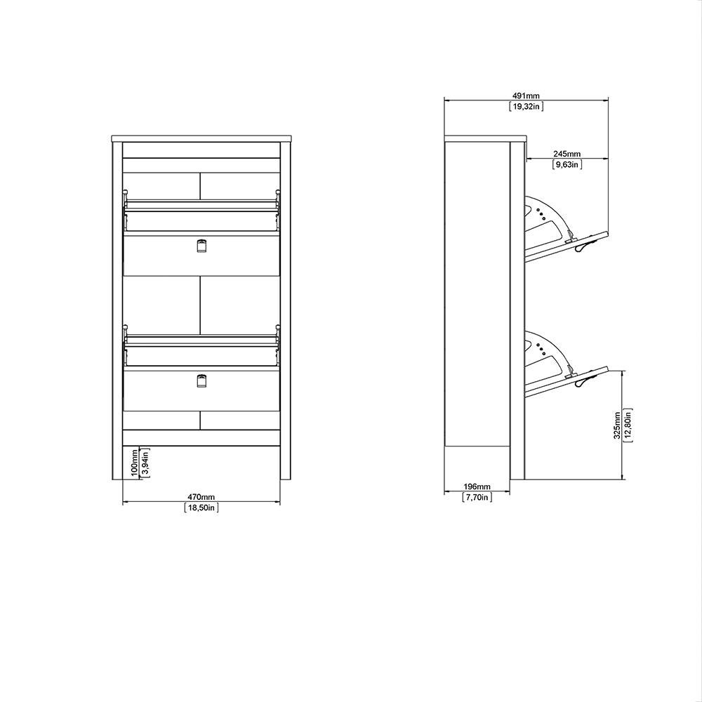 Madrid Shoe Cabinet 2 Flip Down Doors Matt Black - image 10