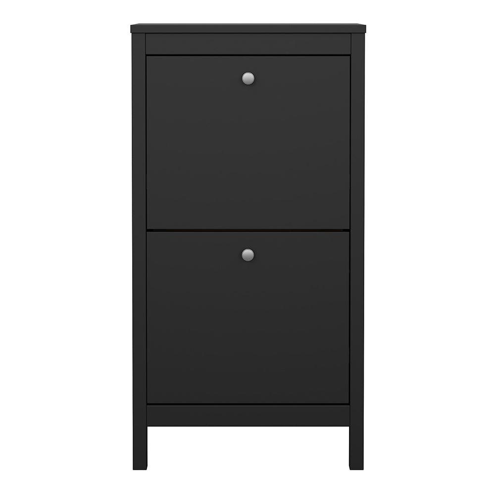 Madrid Shoe Cabinet 2 Flip Down Doors Matt Black - image 2