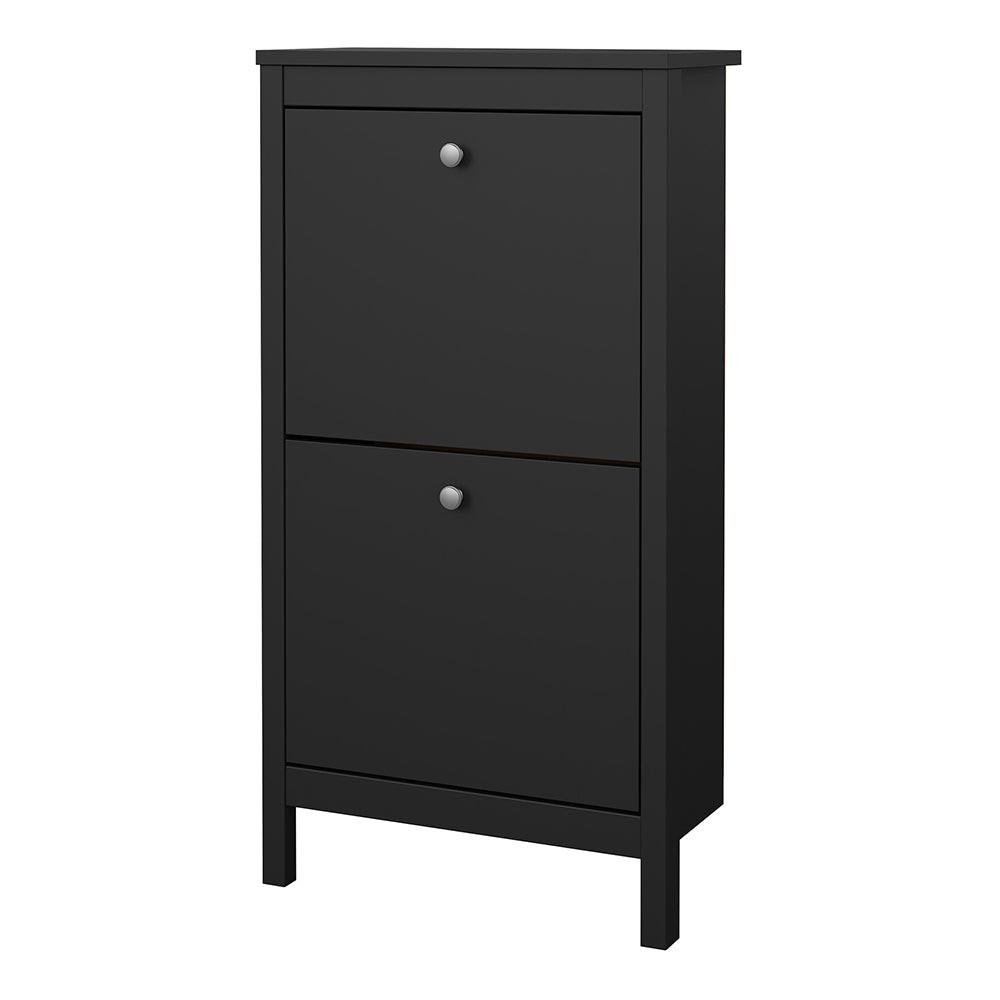 Madrid Shoe Cabinet 2 Flip Down Doors Matt Black - image 3