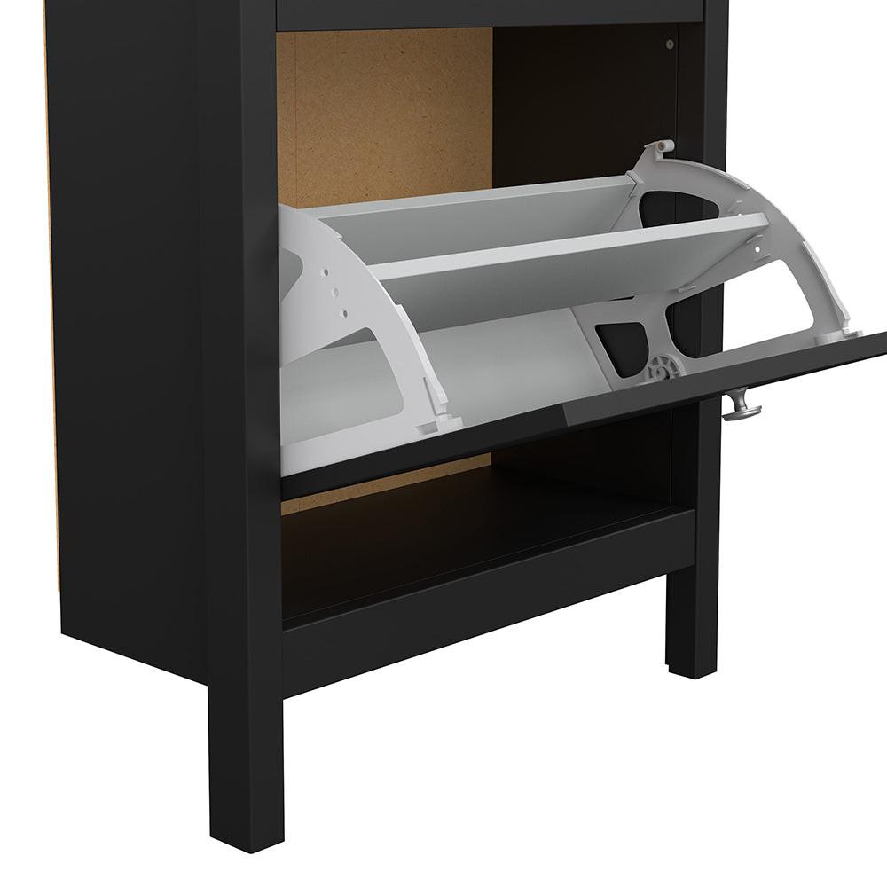 Madrid Shoe Cabinet 2 Flip Down Doors Matt Black - image 8