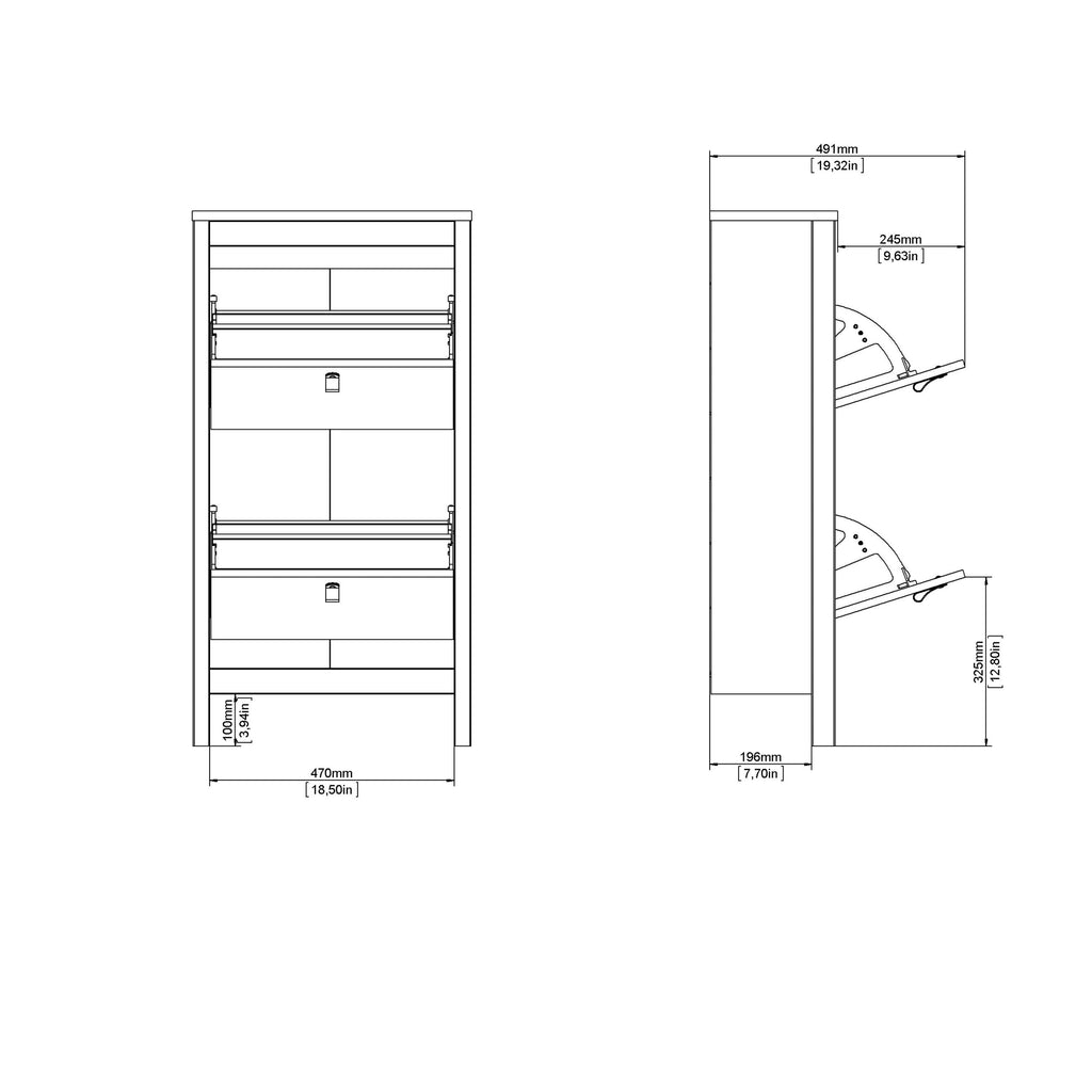 Madrid Shoe Cabinet 2 Flap Doors in Jackson Hickory Oak - image 12