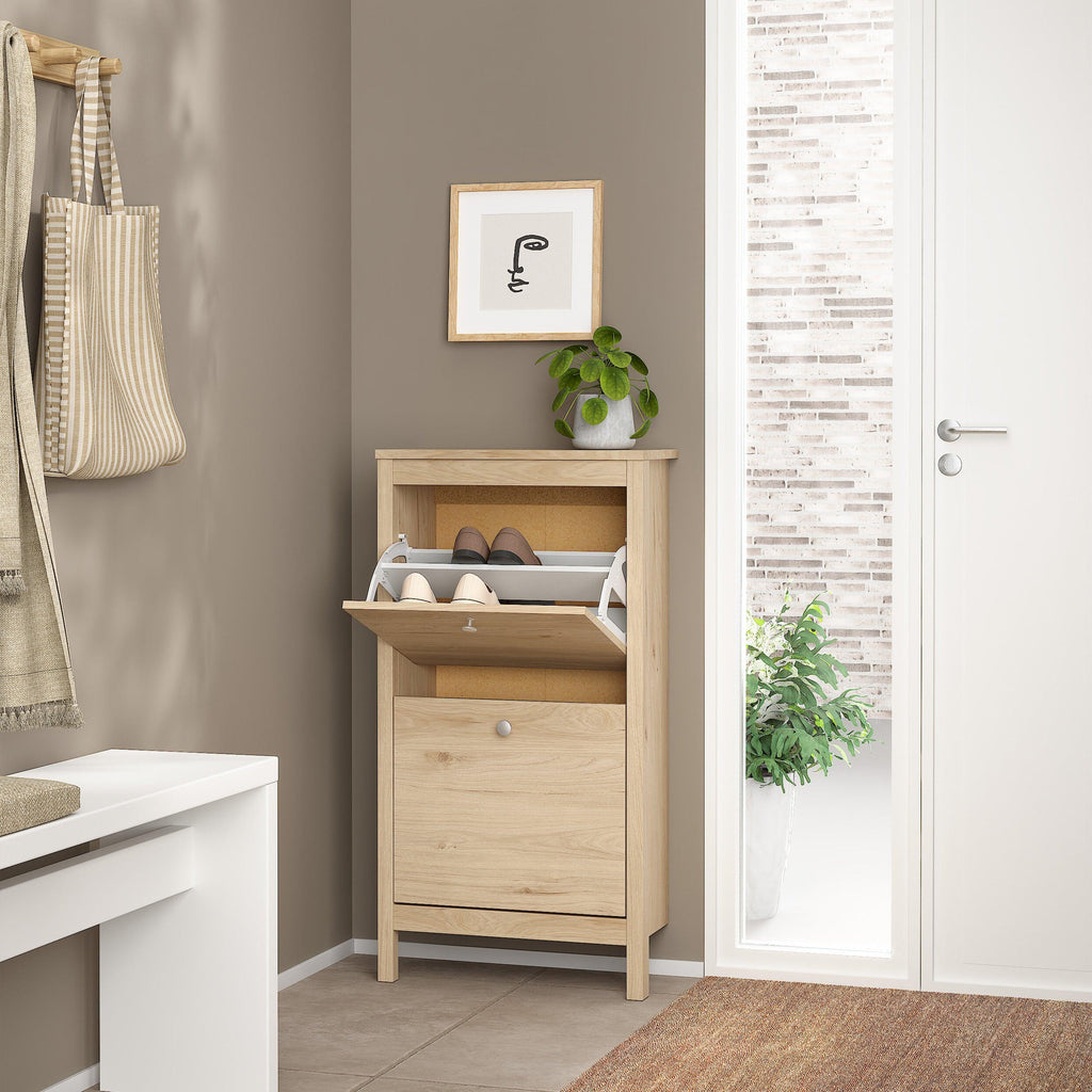Madrid Shoe Cabinet 2 Flap Doors in Jackson Hickory Oak - image 8