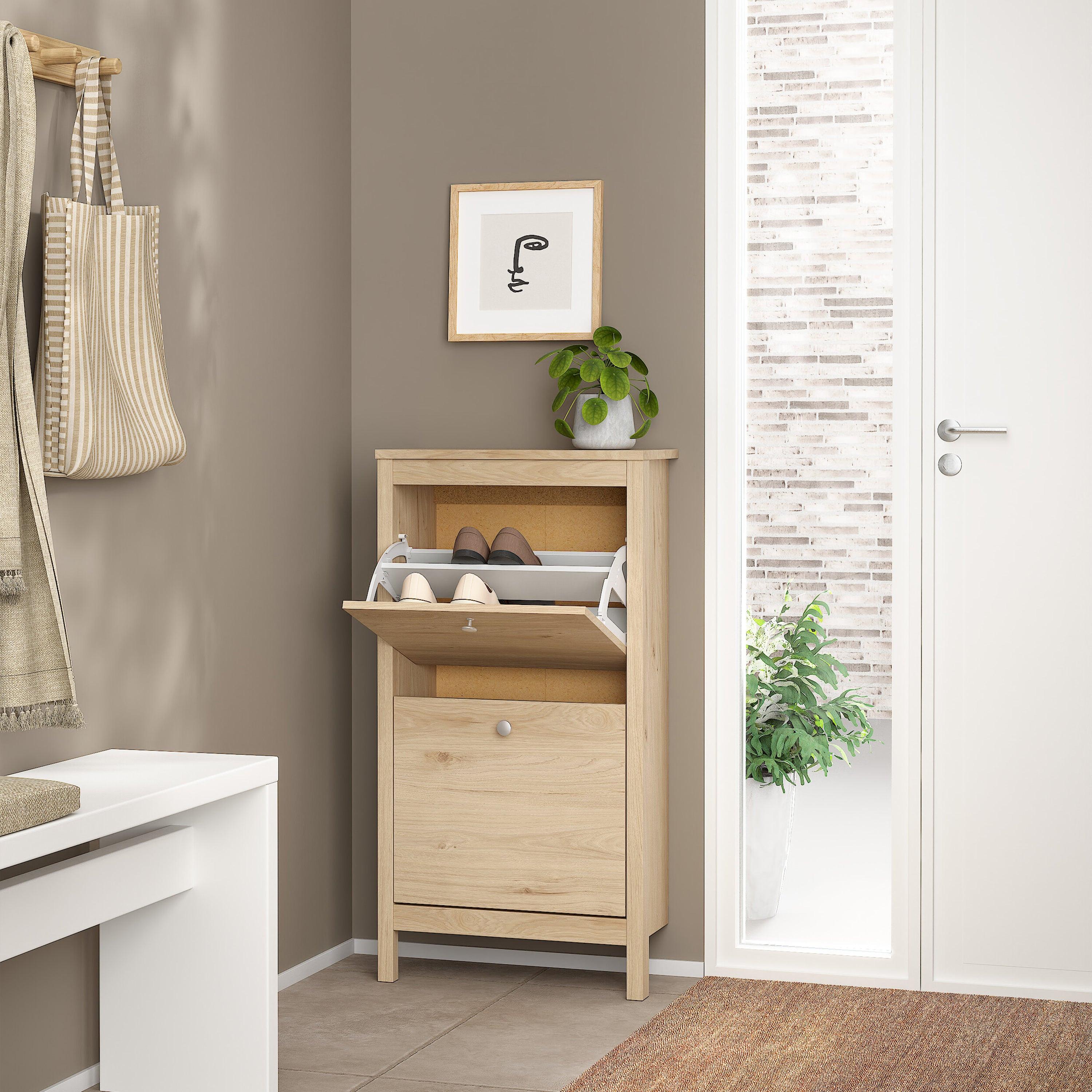 Madrid Shoe Cabinet 2 Flap Doors in Jackson Hickory Oak - image 8