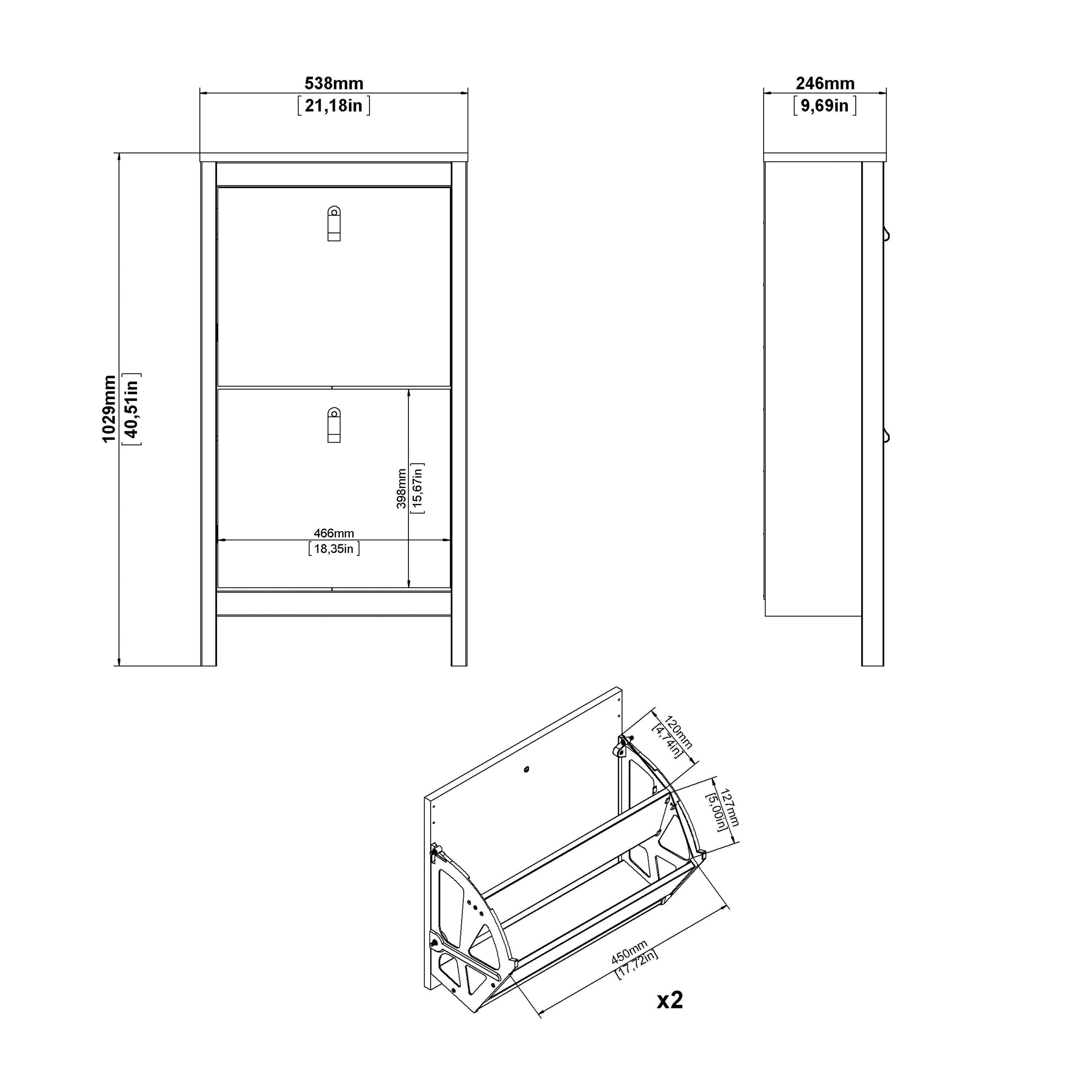 Madrid Shoe Cabinet 2 Flip Down Doors in Cashmere - image 10