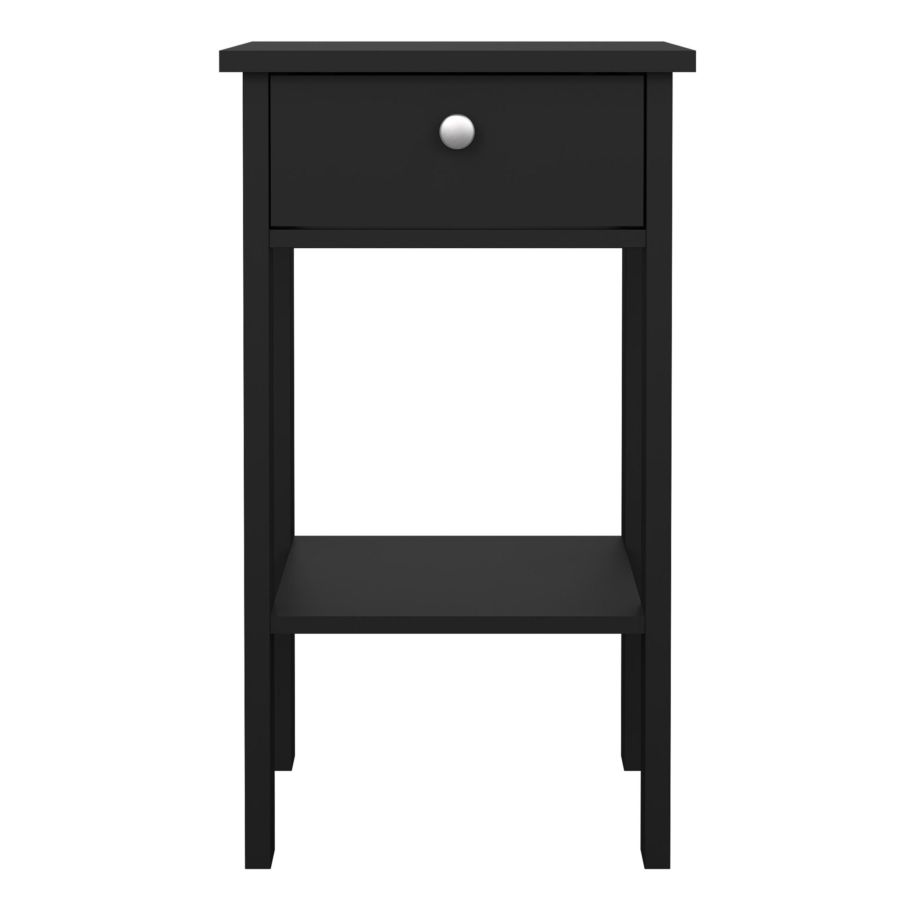 Madrid Bedside Table with 1 Drawer in Matt Black - image 2