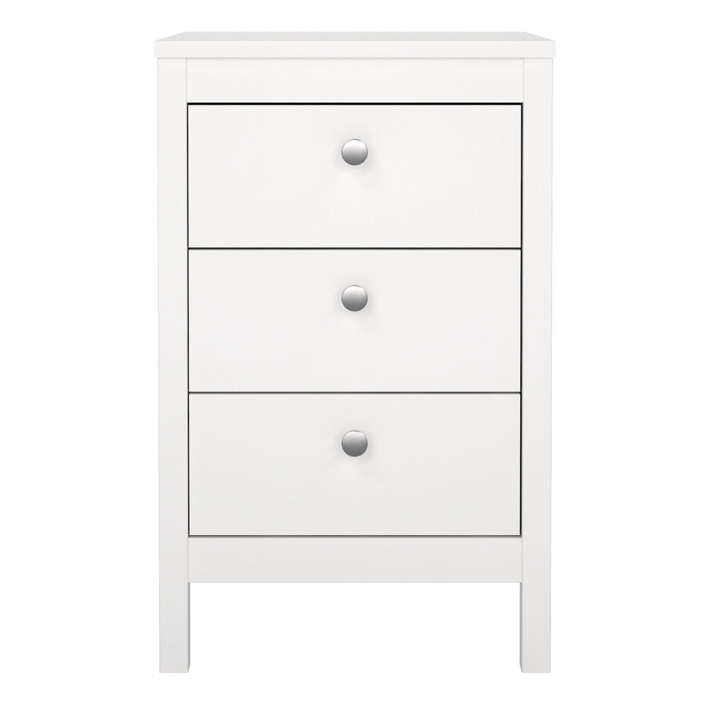 Madrid Bedside Table 3 Drawers in White - image 2
