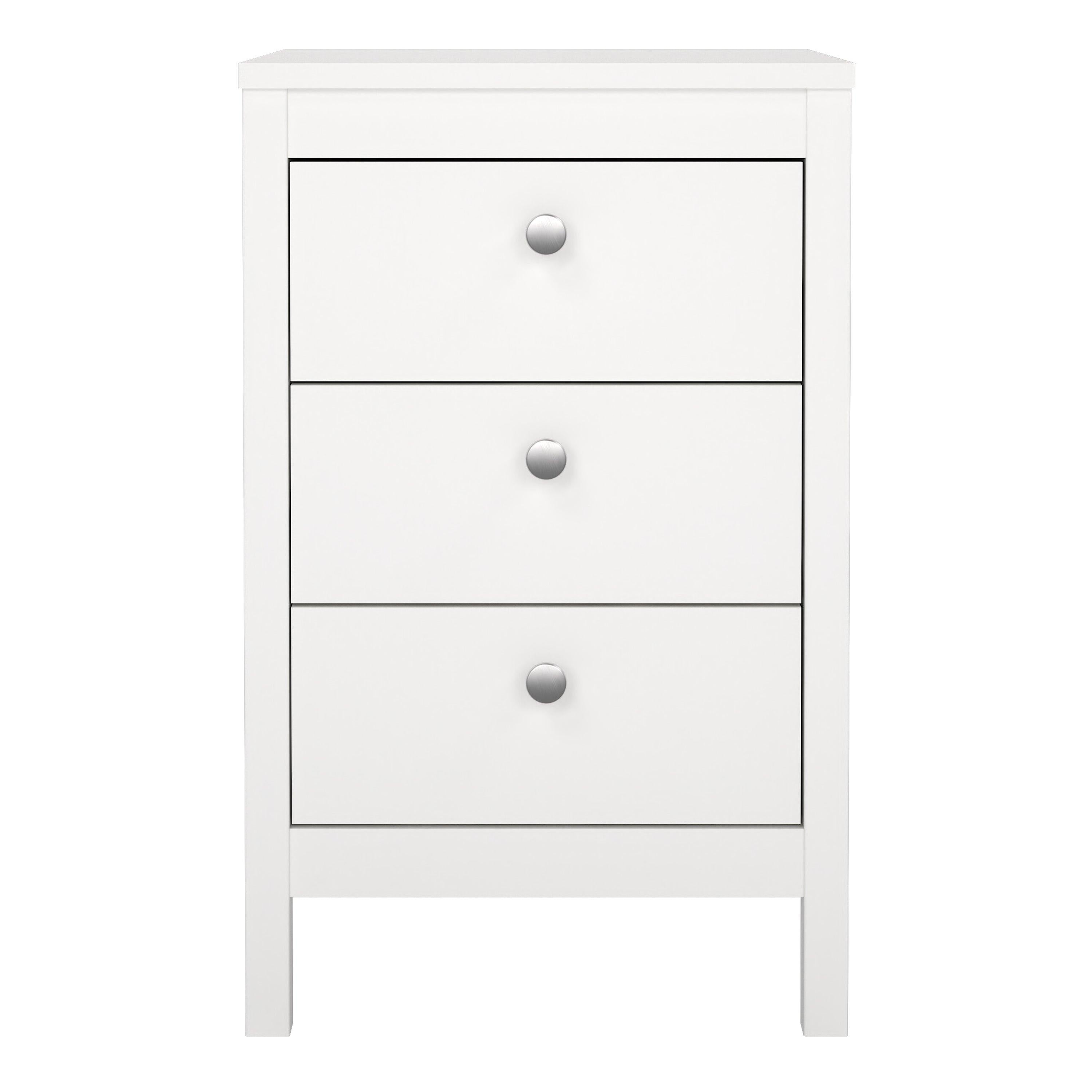 Madrid Bedside Table 3 Drawers in White - image 2