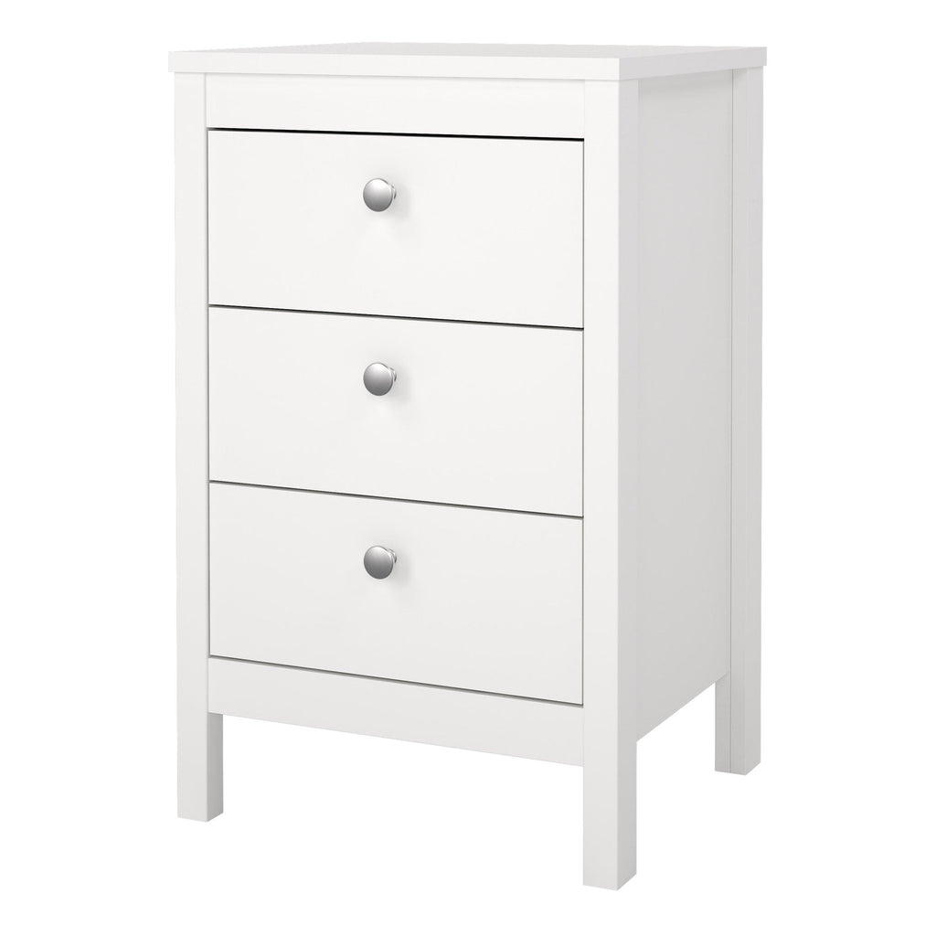 Madrid Bedside Table 3 Drawers in White - image 3