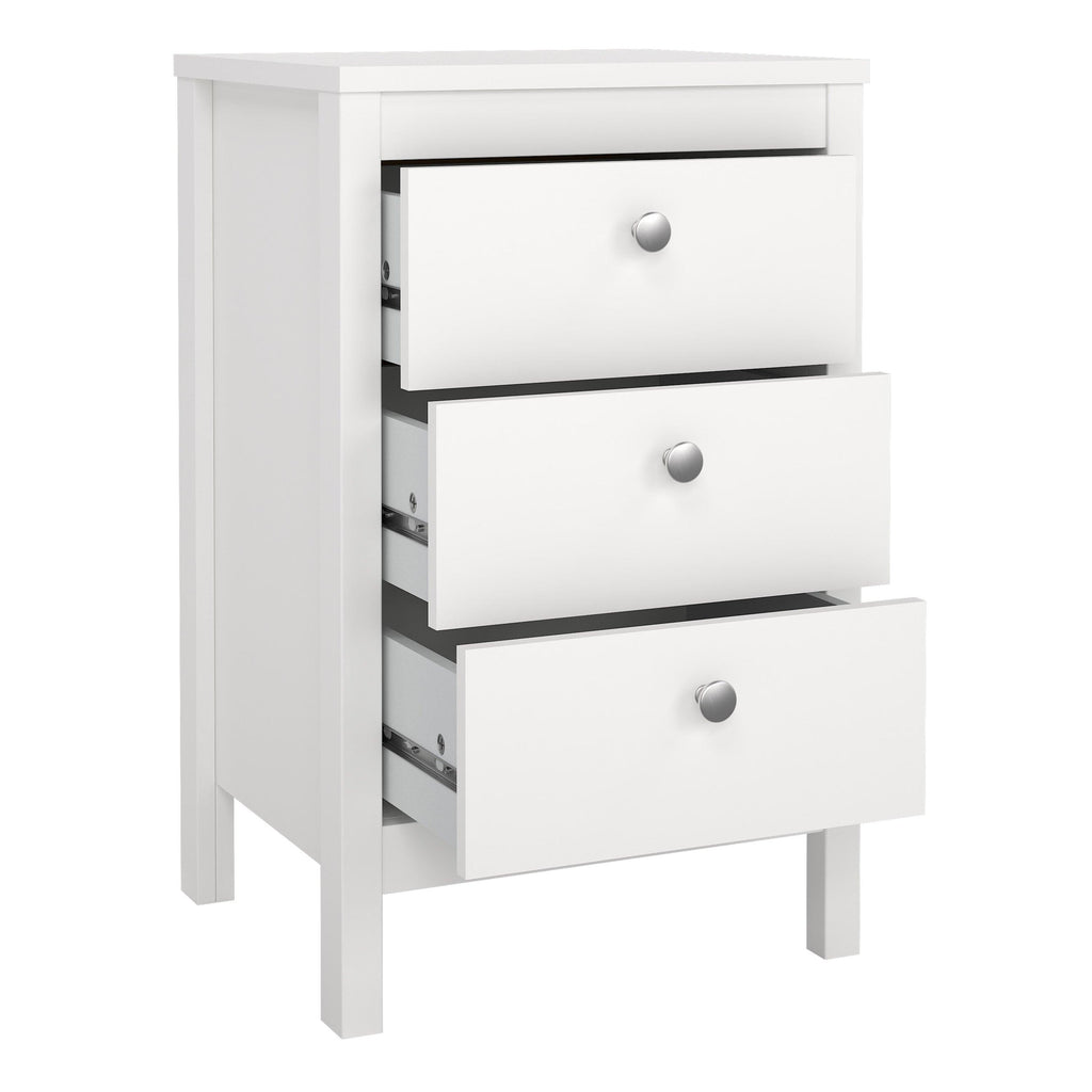 Madrid Bedside Table 3 Drawers in White - image 6