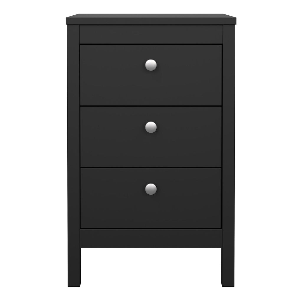Madrid Bedside Table 3 Drawers in Matt Black - image 2